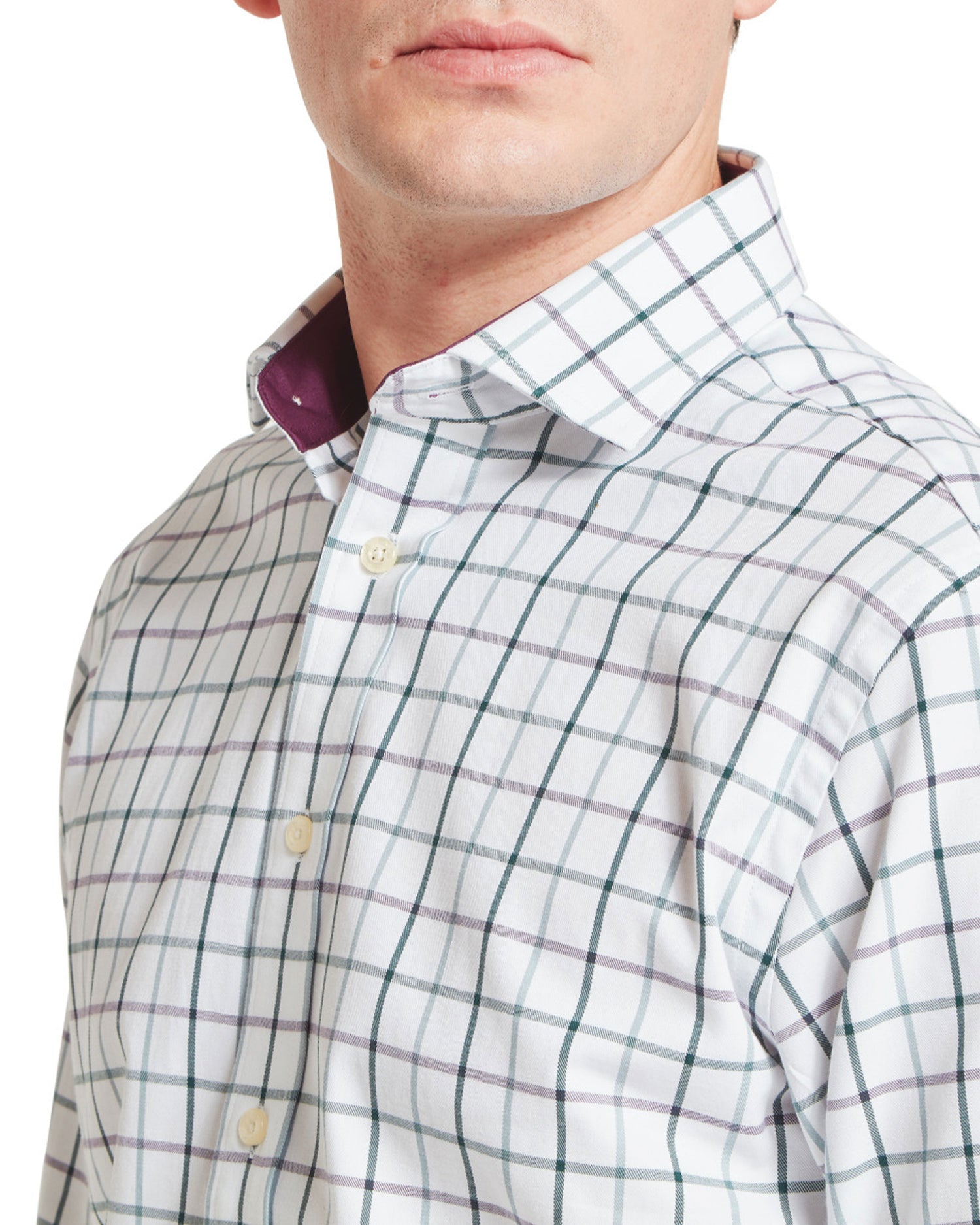 Baconsthorpe Tailored Shirt - Deep Purple Check
