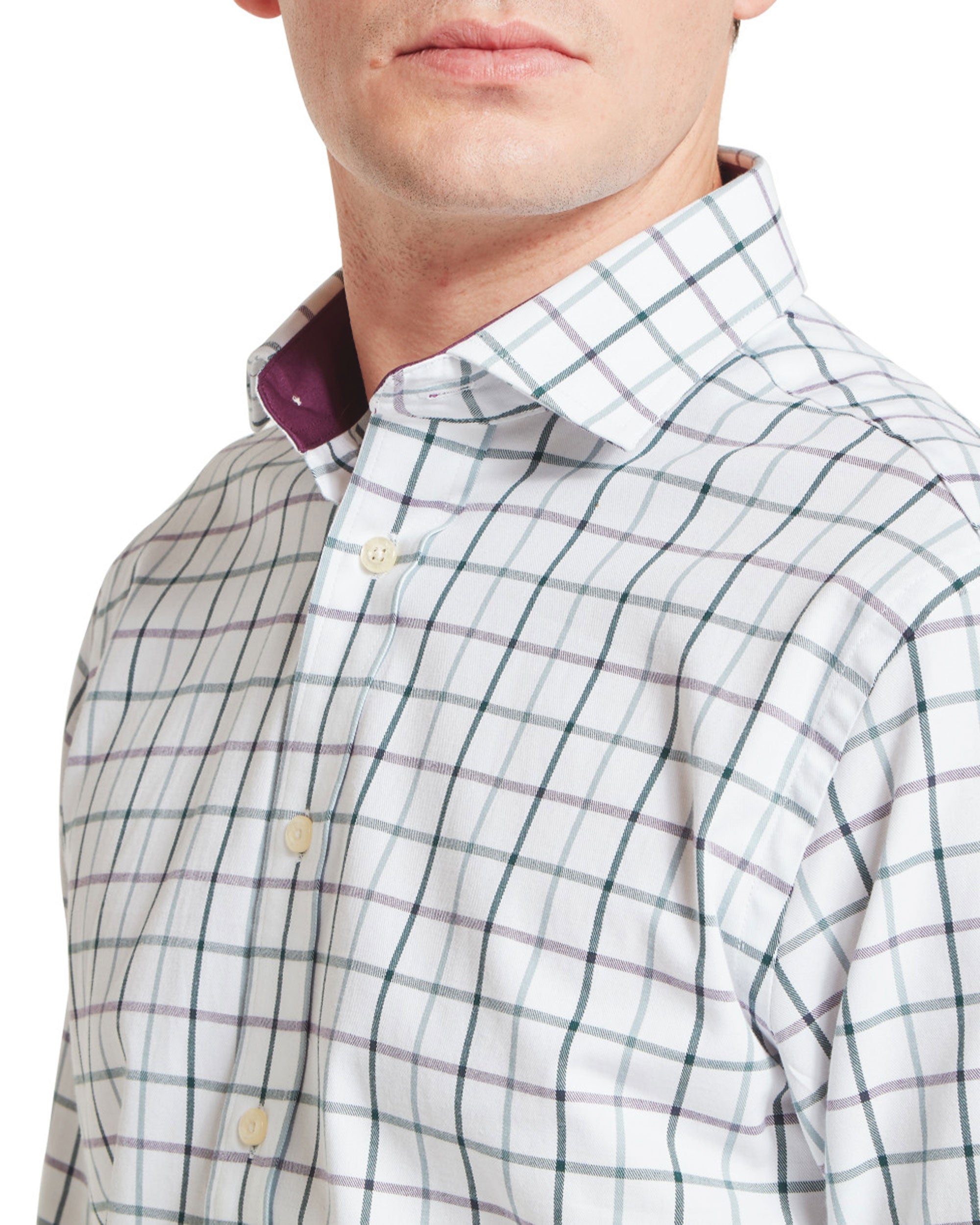 Baconsthorpe Tailored Shirt - Deep Purple Check