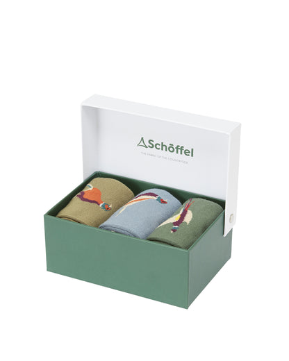 Bamboo Sock (Box Of 3) - Lake Blue Pheasant Mix