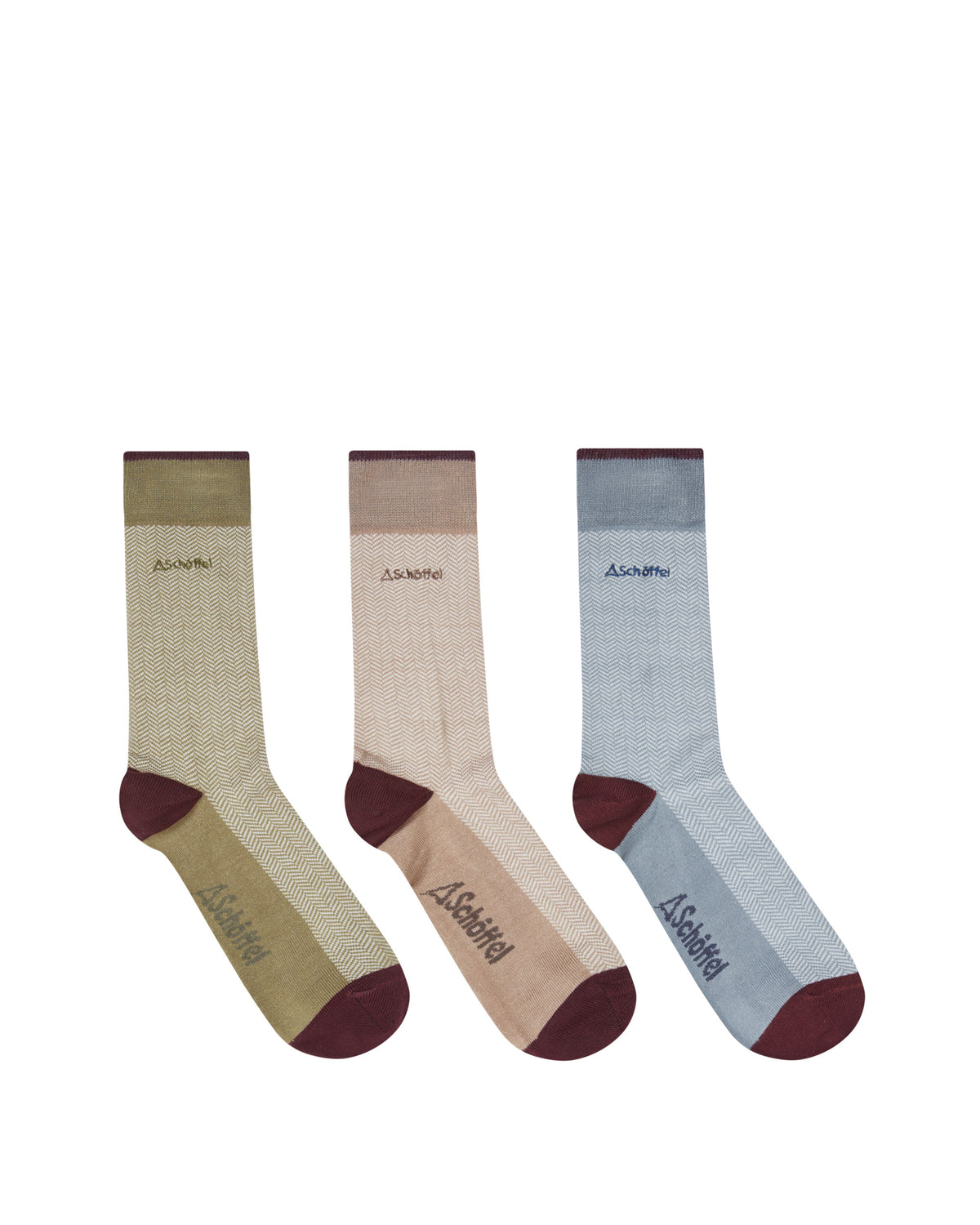 Bamboo Sock (Box Of 3) - Port Herringbone Mix