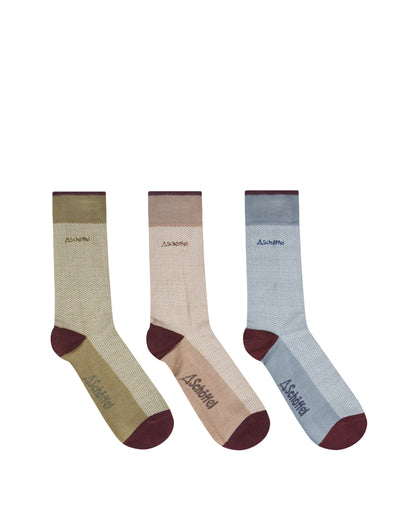 Bamboo Sock (Box Of 3) - Port Herringbone Mix