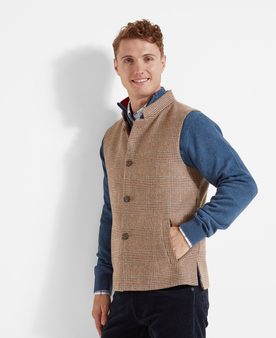 Berwick Nehru Tweed Waistcoat - Hawick Tweed 6803