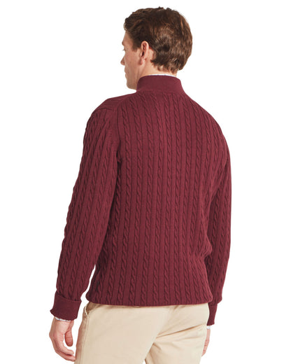 Calton Cotton Cashmere Cable 1/4 Zip Jumper - Burgundy