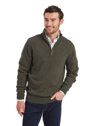 Calton Cotton Cashmere 1/4 Zip Jumper - Loden Green