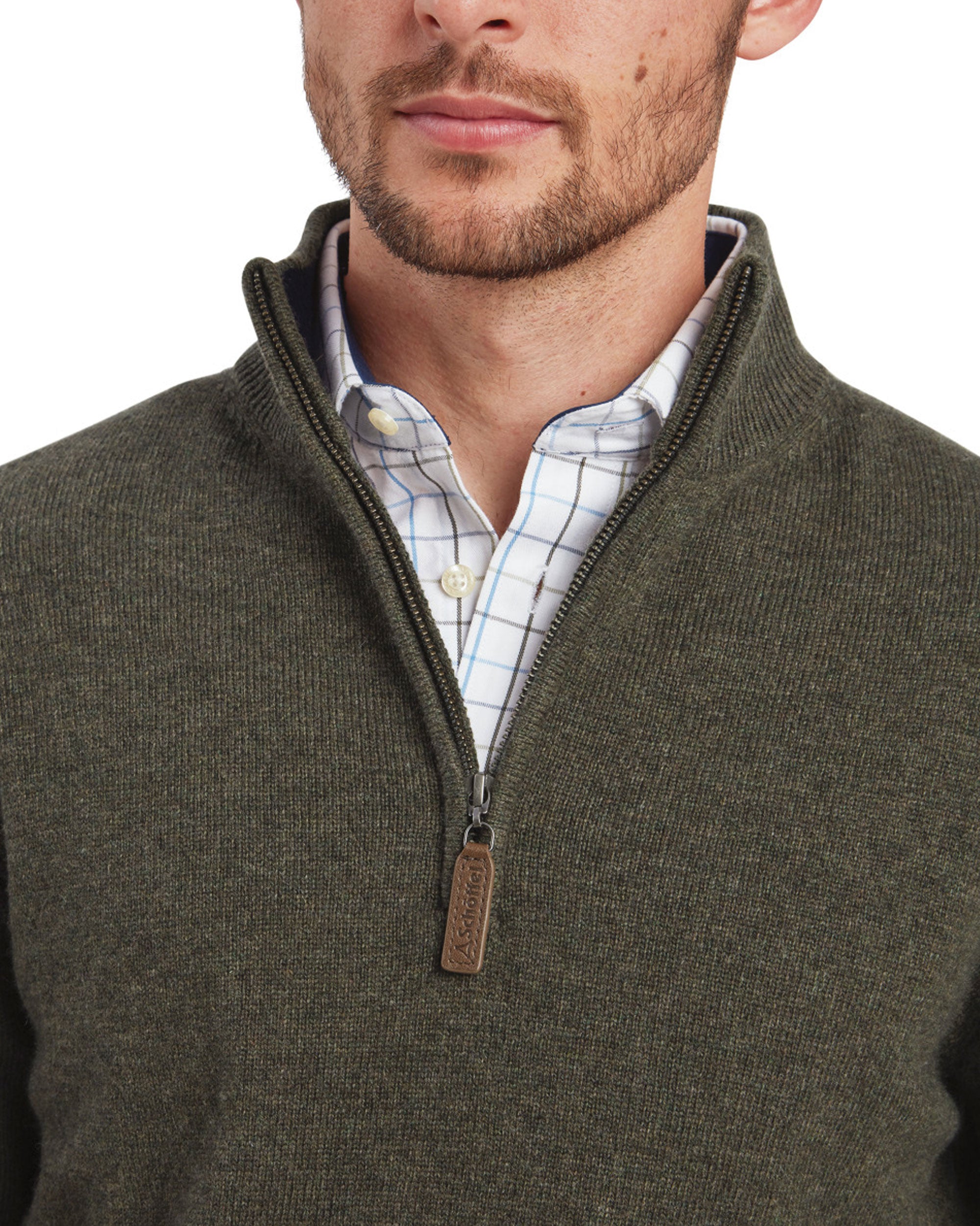 Calton Cotton Cashmere 1/4 Zip Jumper - Loden Green