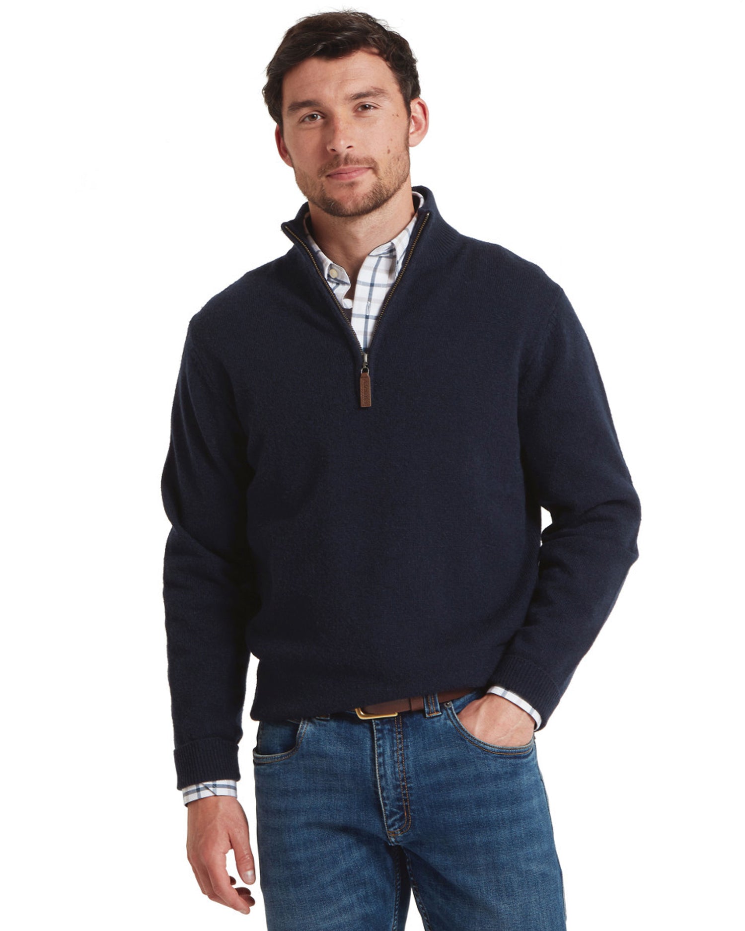 Calton Cotton Cashmere 1/4 Zip Jumper - Navy