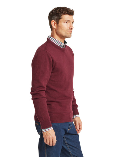 Calton Cotton Cashmere Crew Jumper - Burgundy