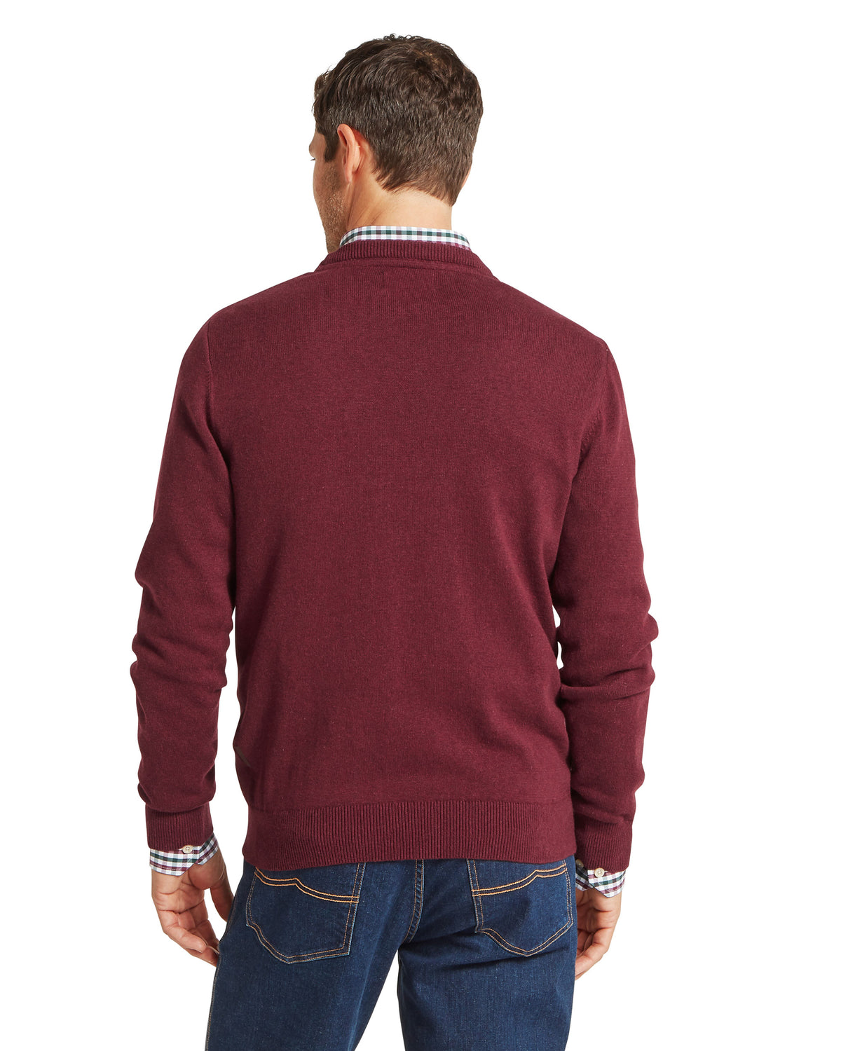 Calton Cotton Cashmere Crew Jumper - Burgundy