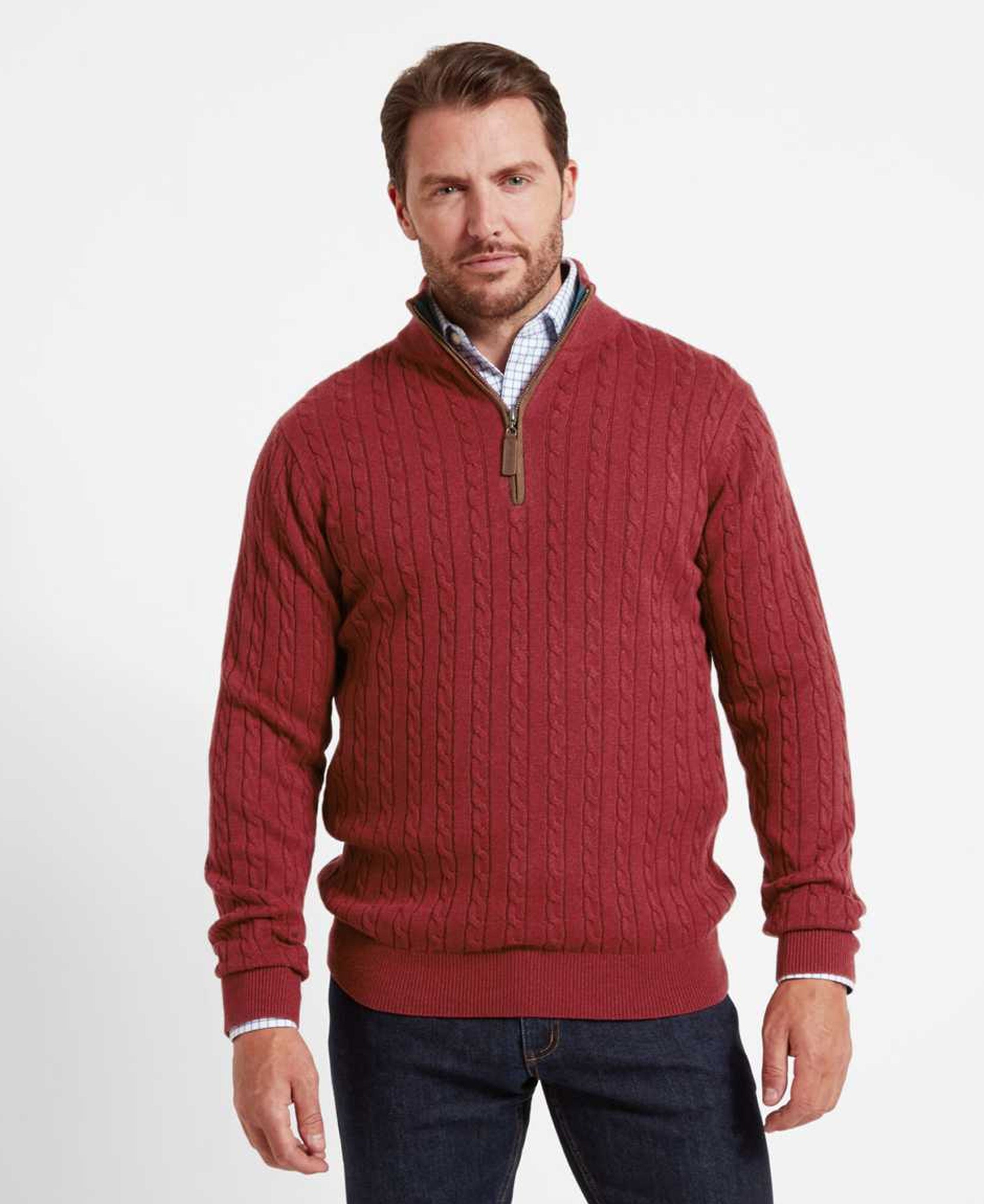 Mens cable knit full hotsell zip sweater