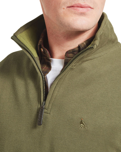 Kingsand 1/4 Zip Jumper - Dark Khaki Green