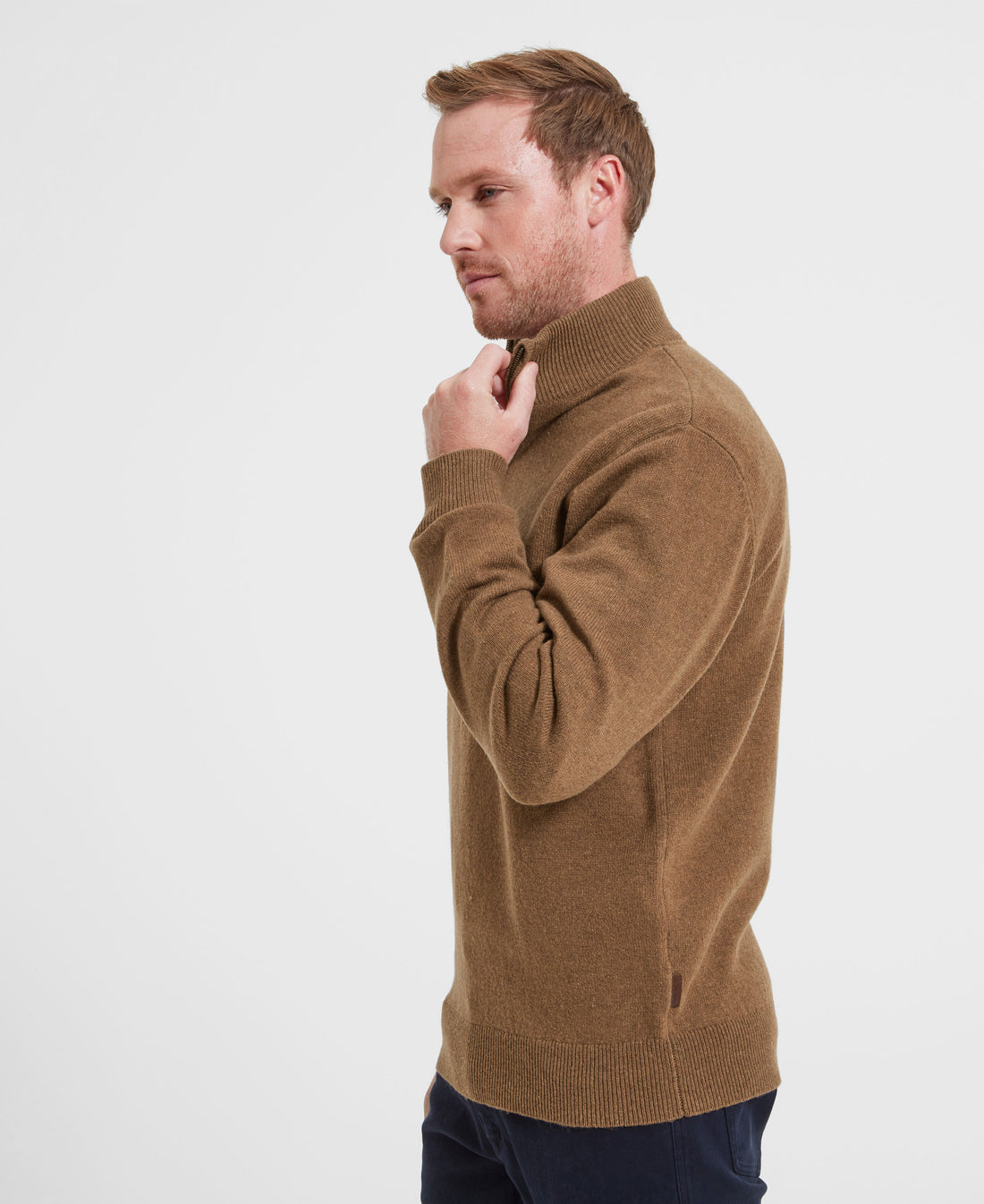Lambswool 1/4 Zip Jumper - Coffee