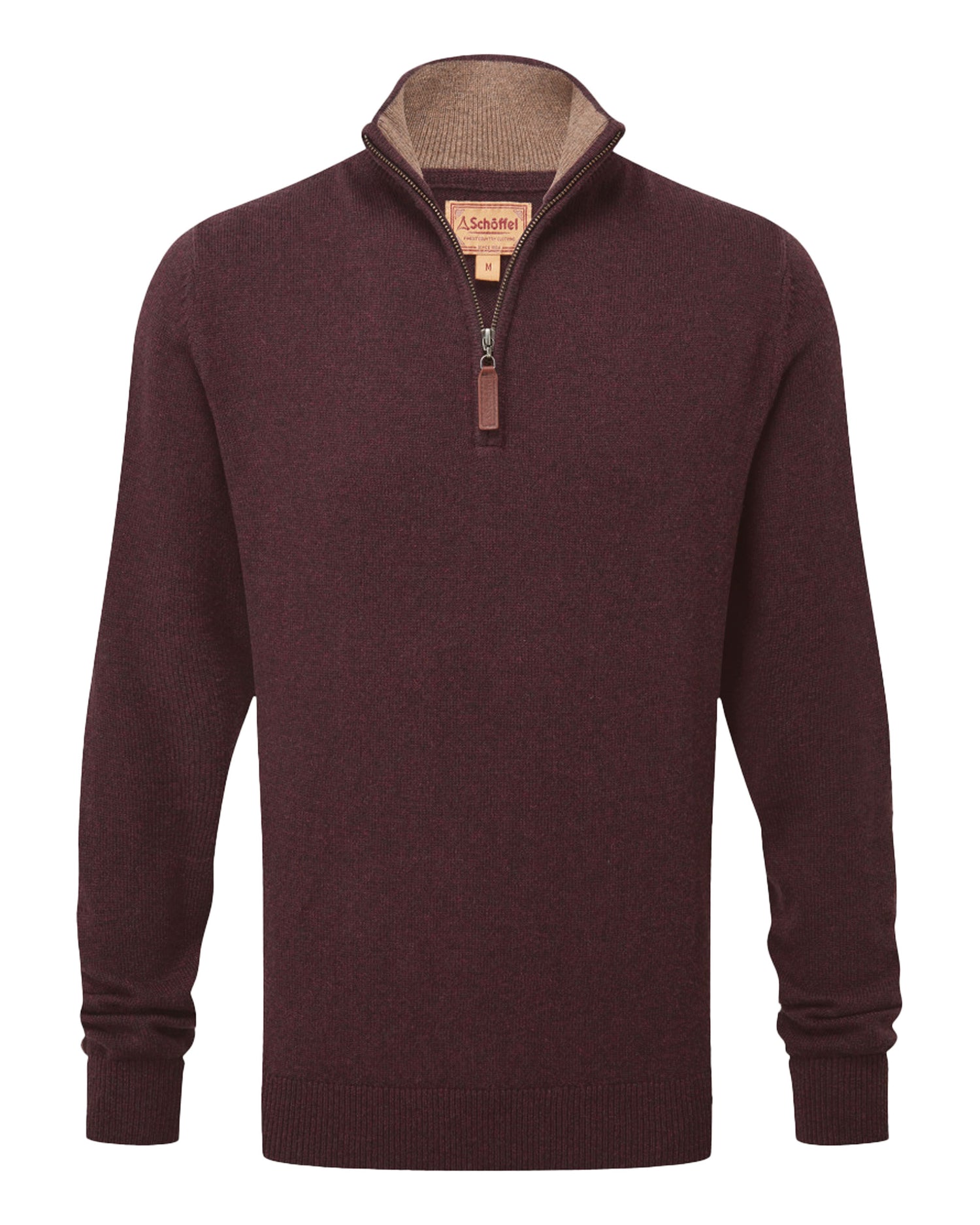 Lewis Lambswool 1/4 Zip Jumper - Port