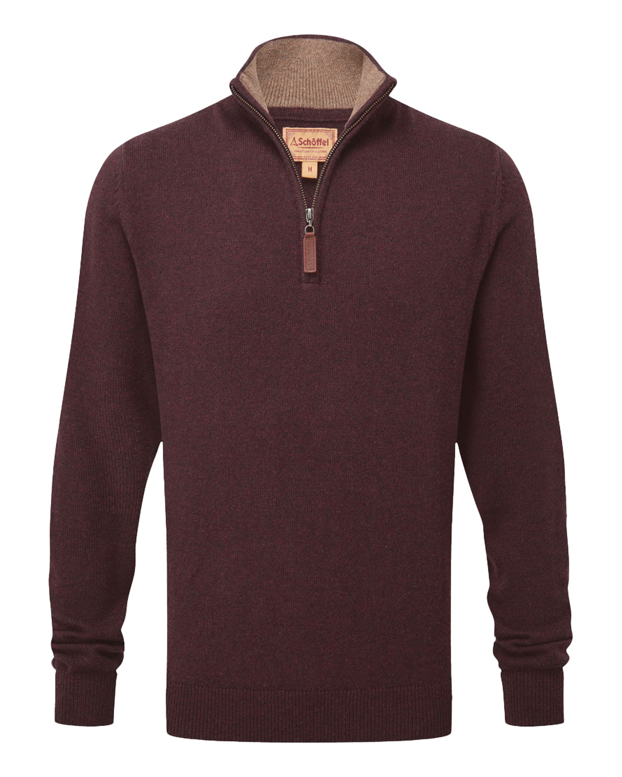Lewis Lambswool 1/4 Zip Jumper - Port