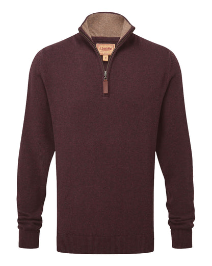 Lewis Lambswool 1/4 Zip Jumper - Port
