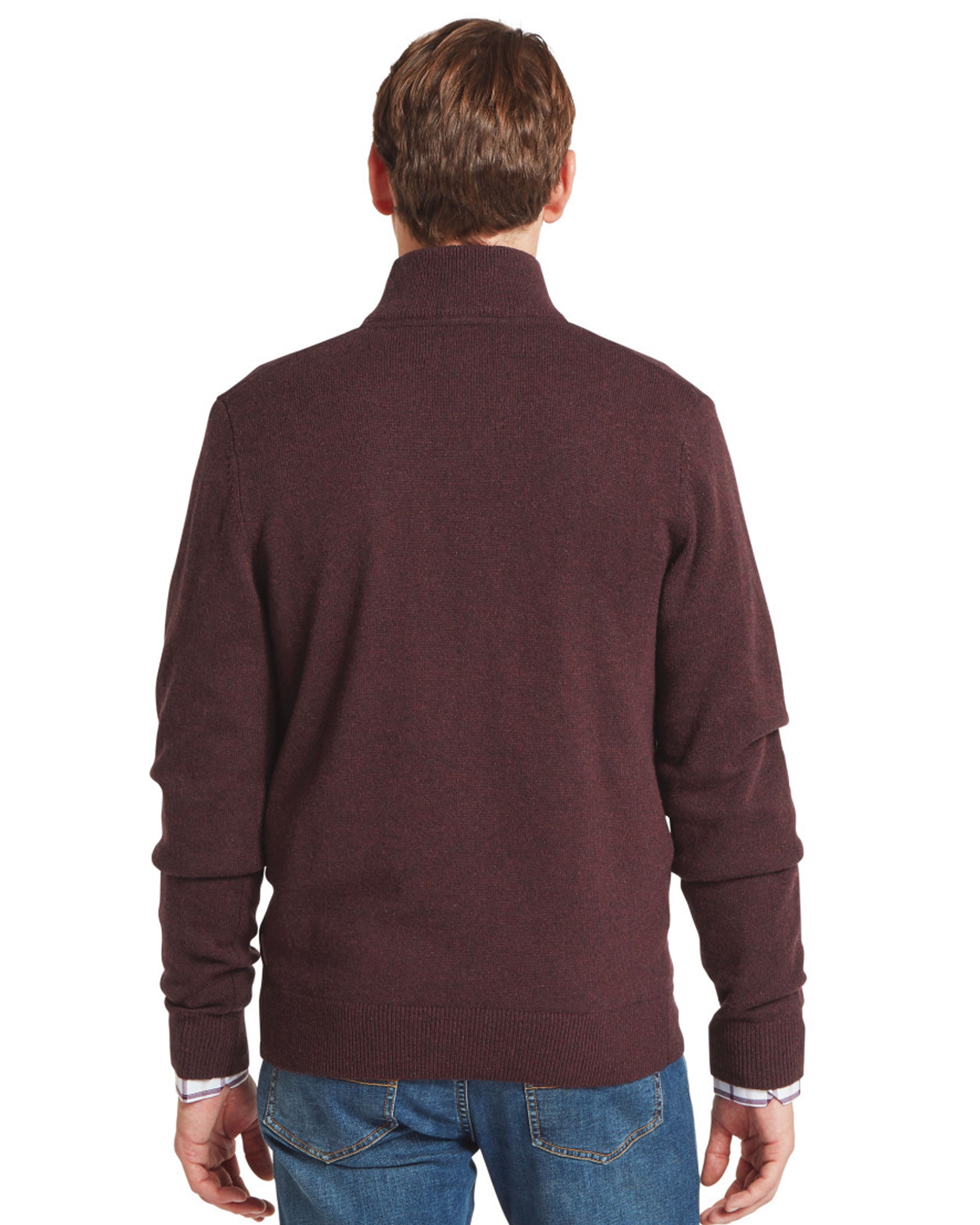 Lewis Lambswool 1/4 Zip Jumper - Port