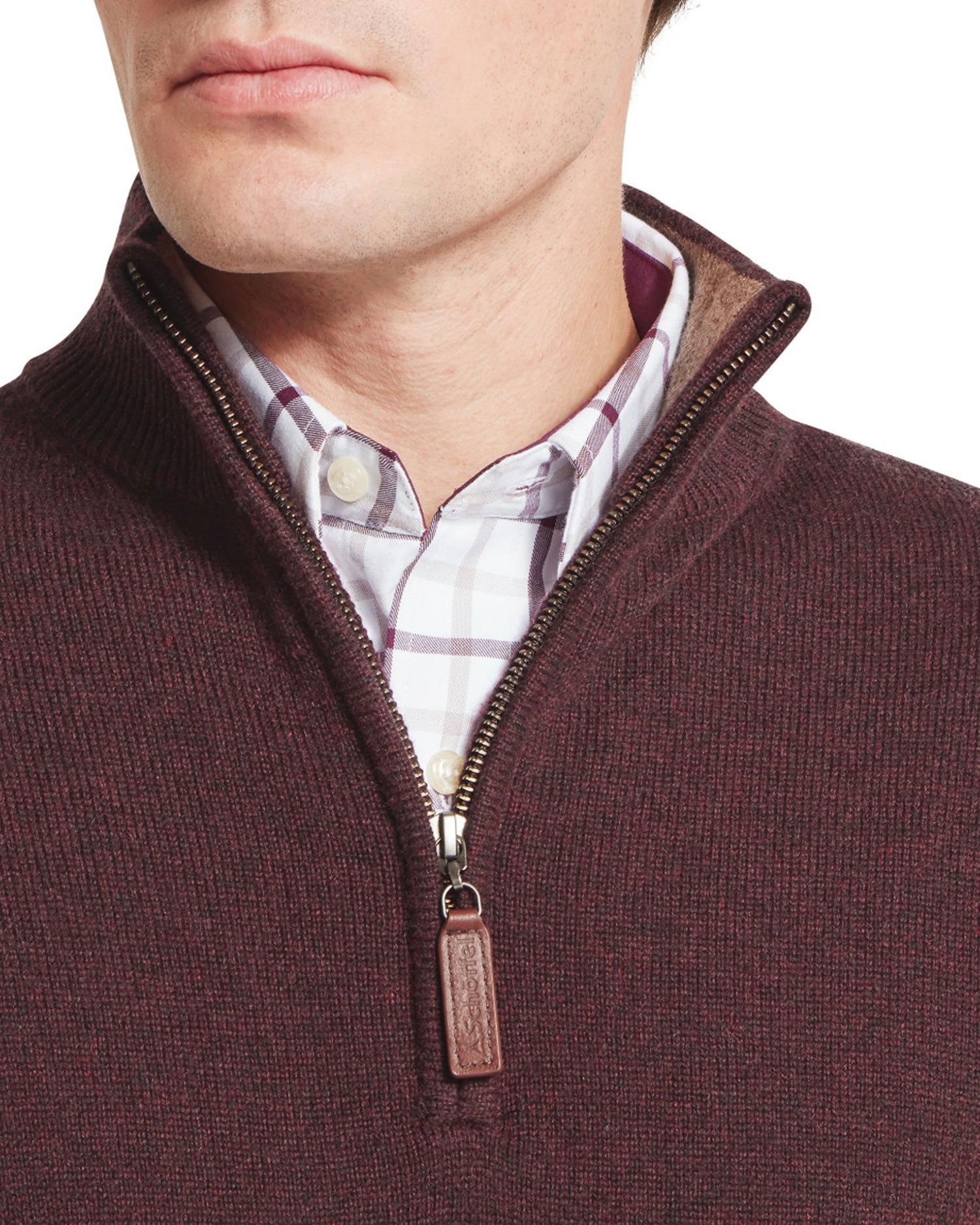 Lewis Lambswool 1/4 Zip Jumper - Port