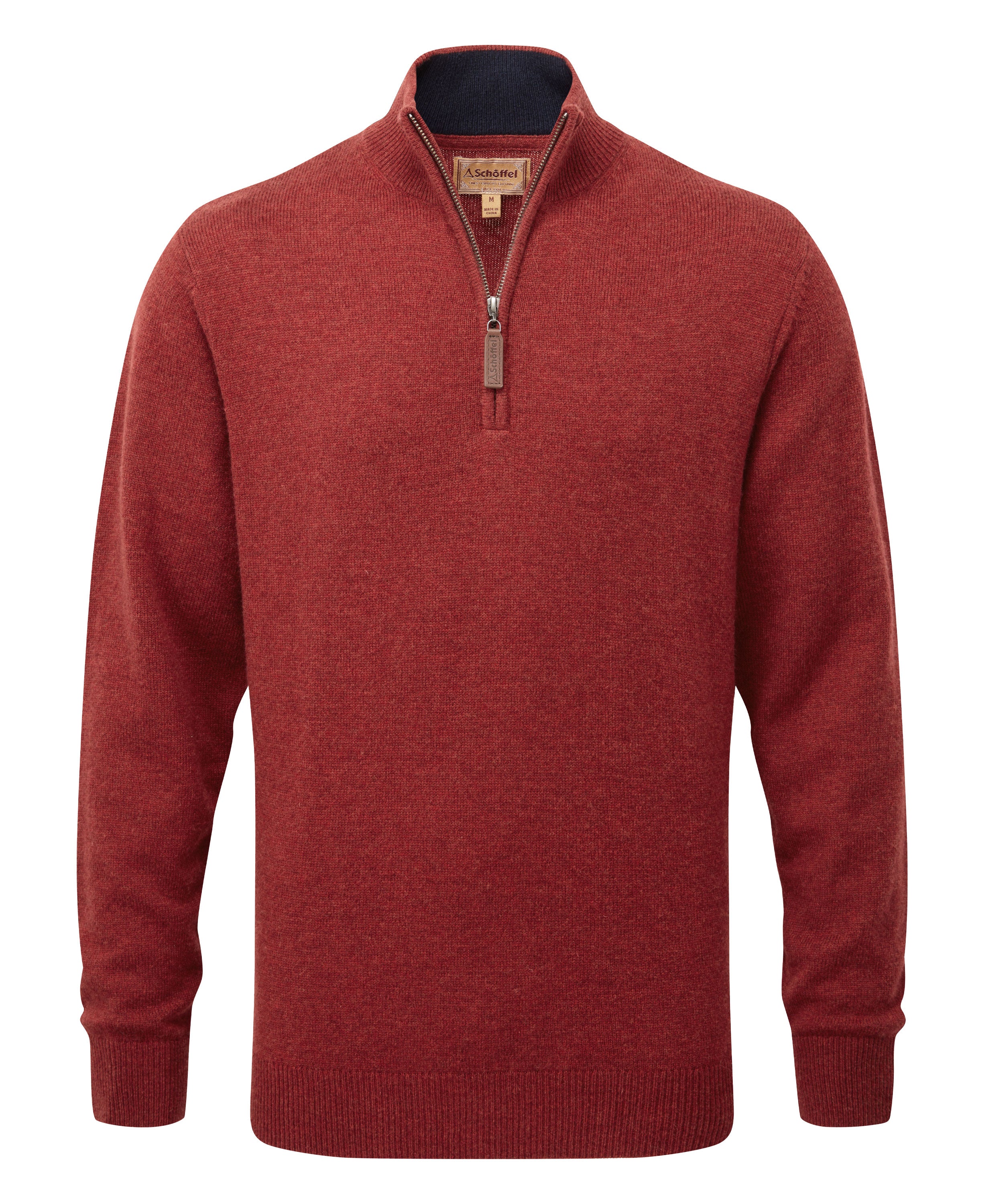 Lewis Lambswool 1/4 Zip Jumper - Deep Red