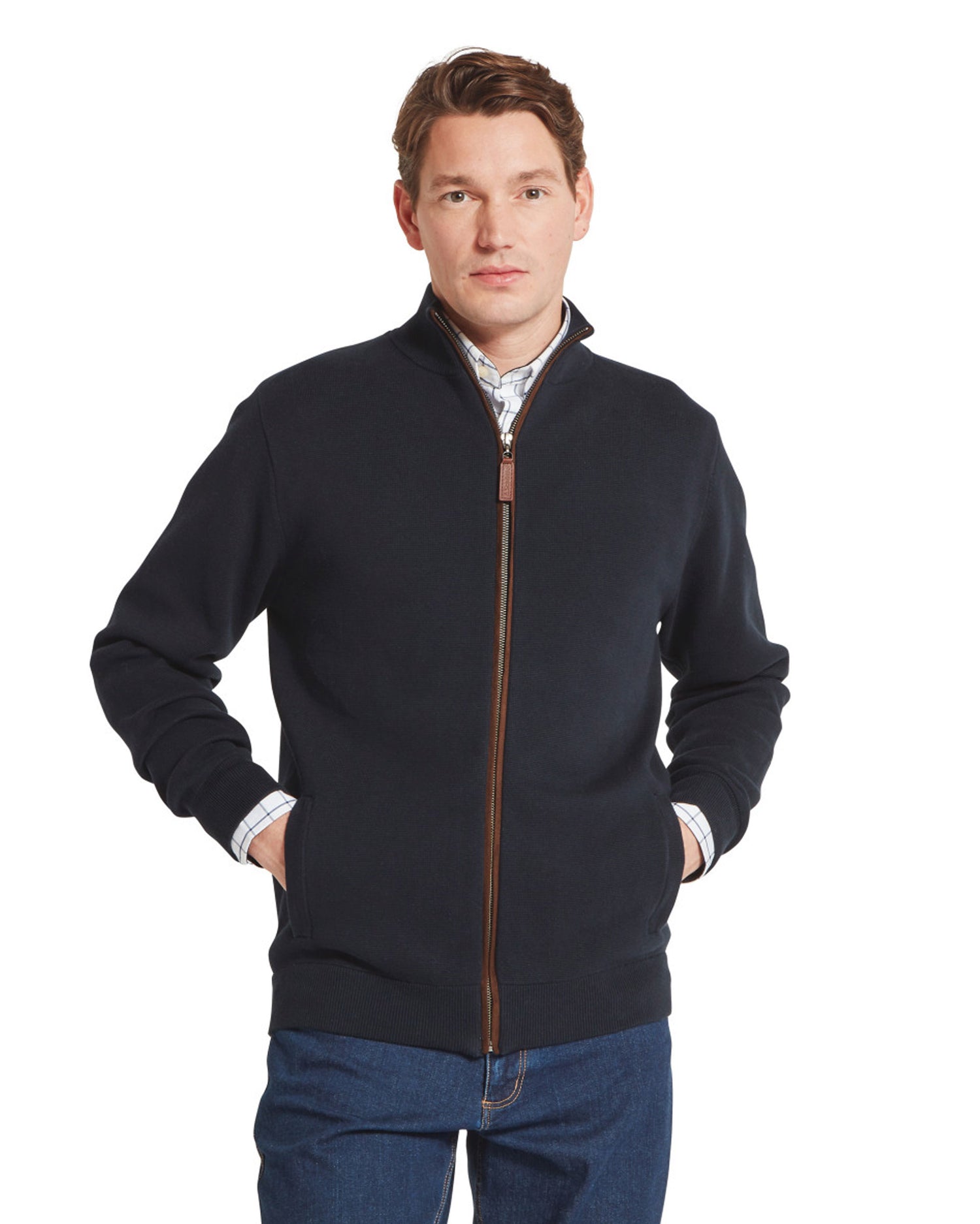 Marlow Full Zip Jumper - Navy