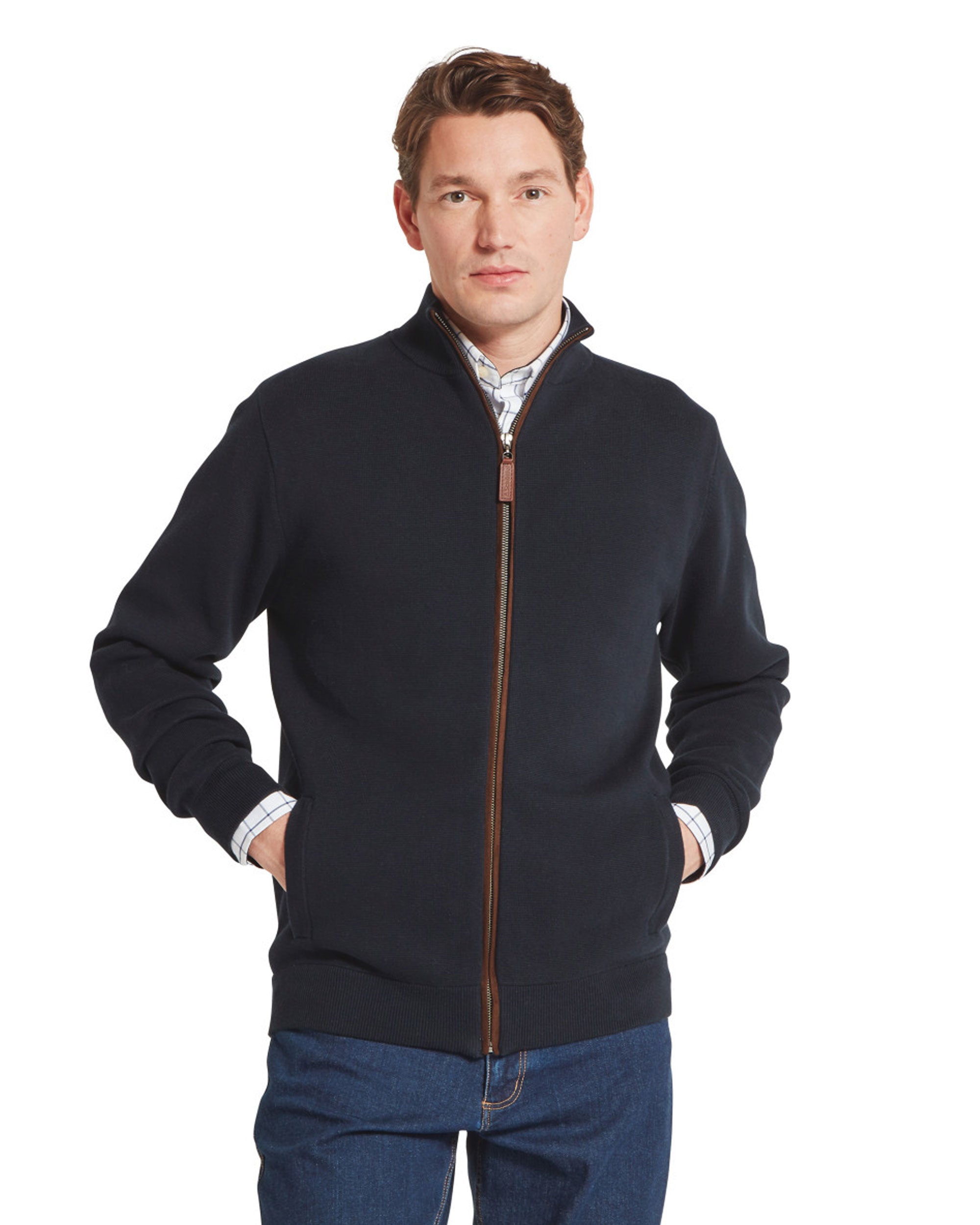 Marlow Full Zip Jumper - Navy