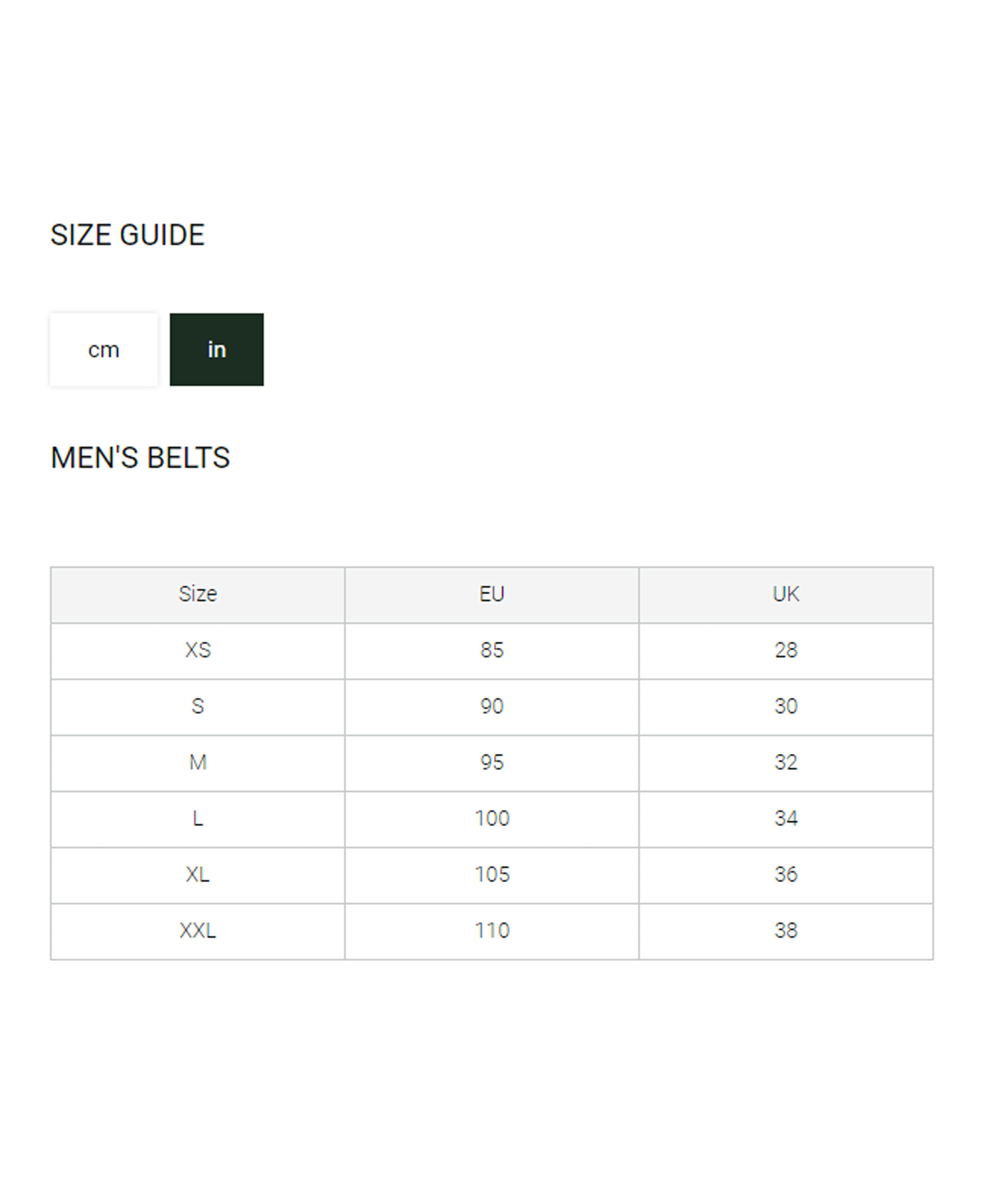 Schoffel Sizing Guide