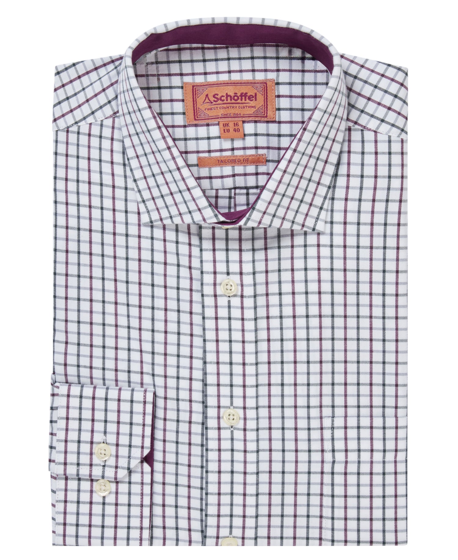 Milton Tailored Shirt - Plum/Botanical Green