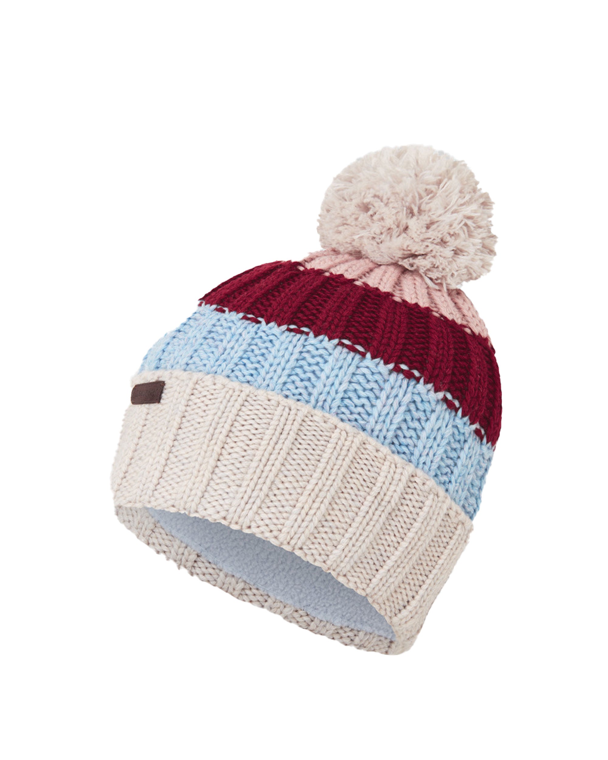 Millford Bobble Hat - Oat/Burgandy