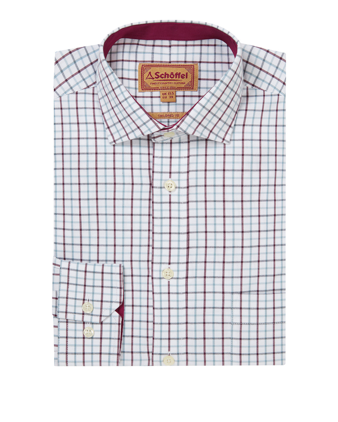 Milton Tailored Shirt - Port/Lake Blue Check