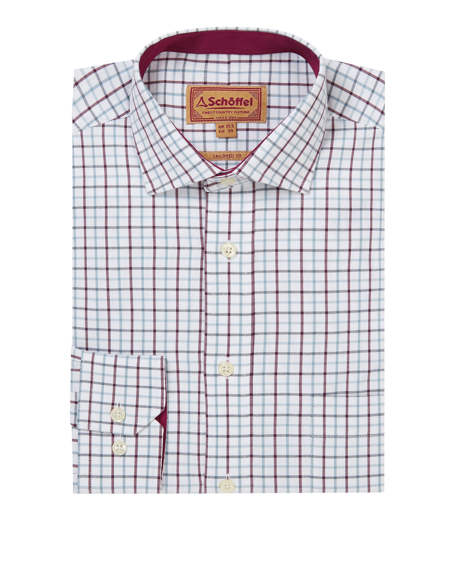 Milton Tailored Shirt - Port/Lake Blue Check