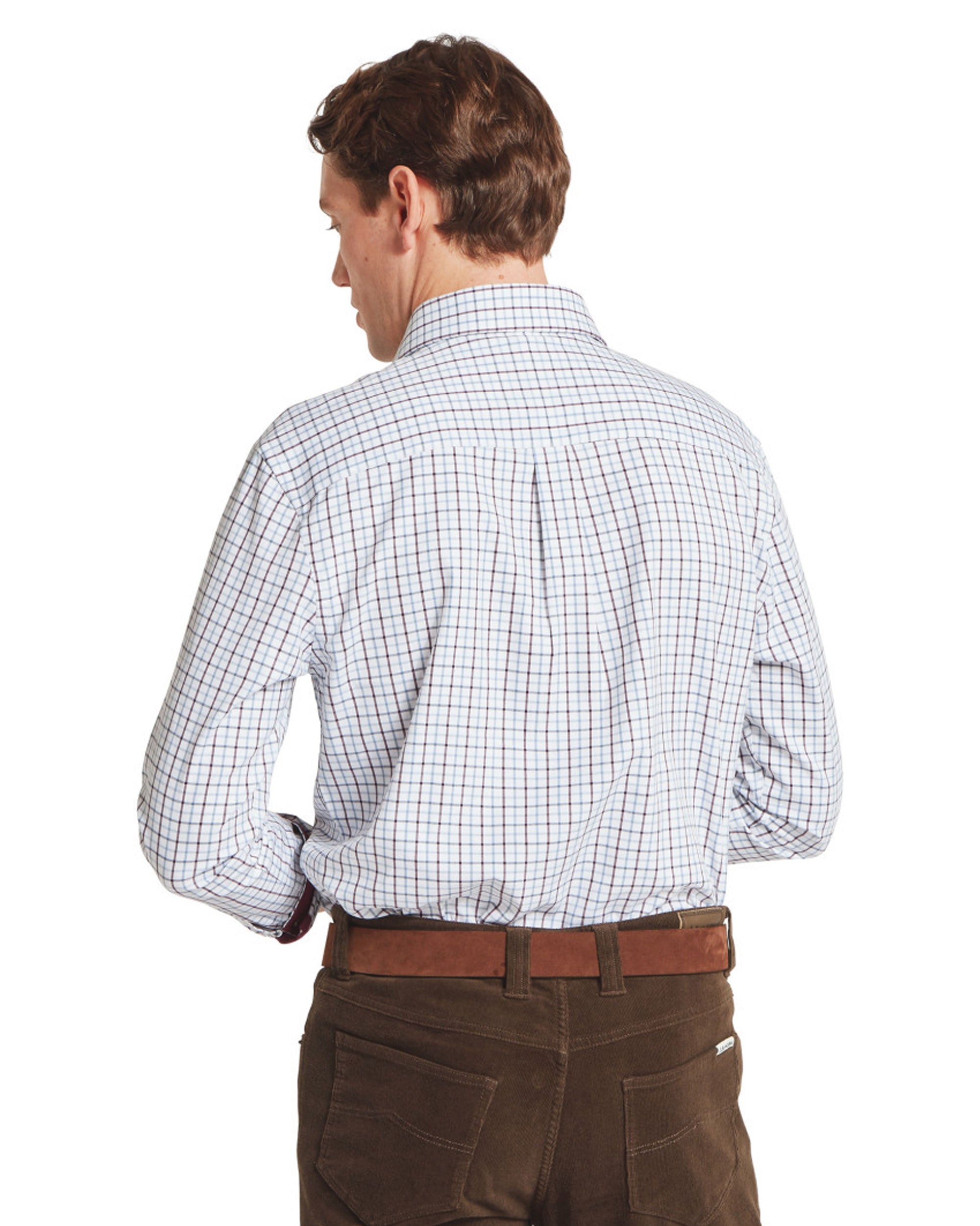 Milton Tailored Shirt - Port/Lake Blue Check