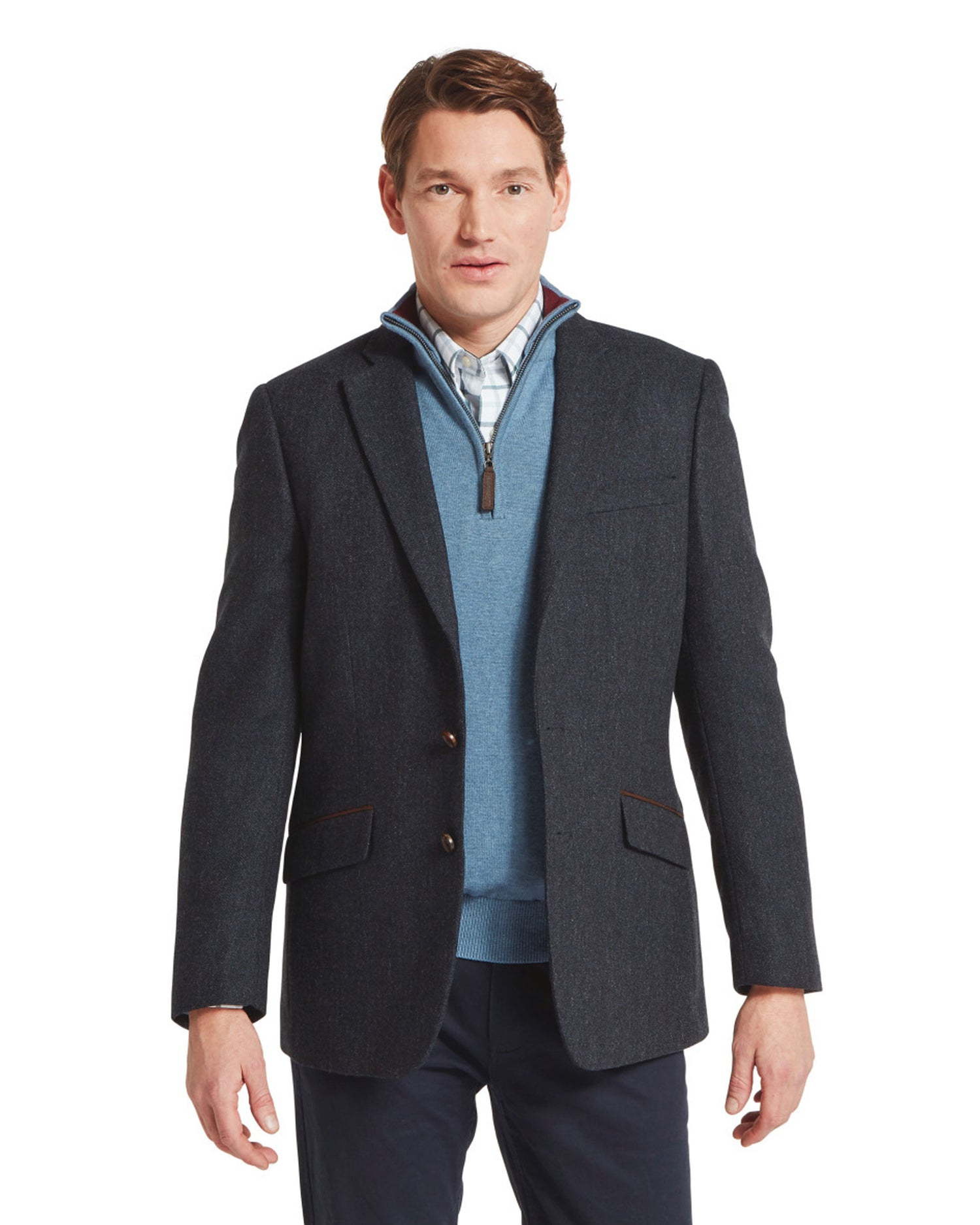 St Andrews Tweed Sports Jacket - Dark Navy Herringbone Tweed