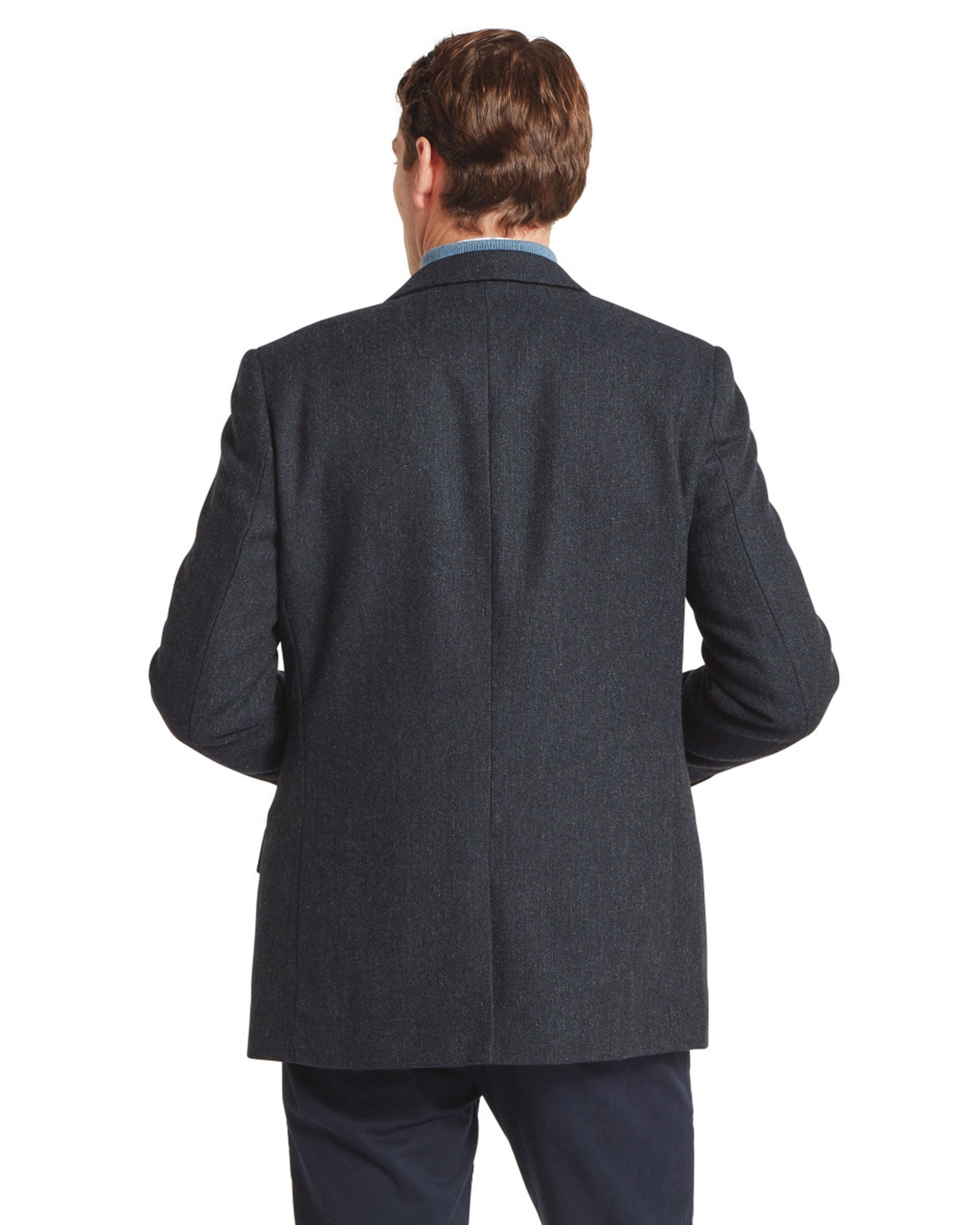 St Andrews Tweed Sports Jacket - Dark Navy Herringbone Tweed