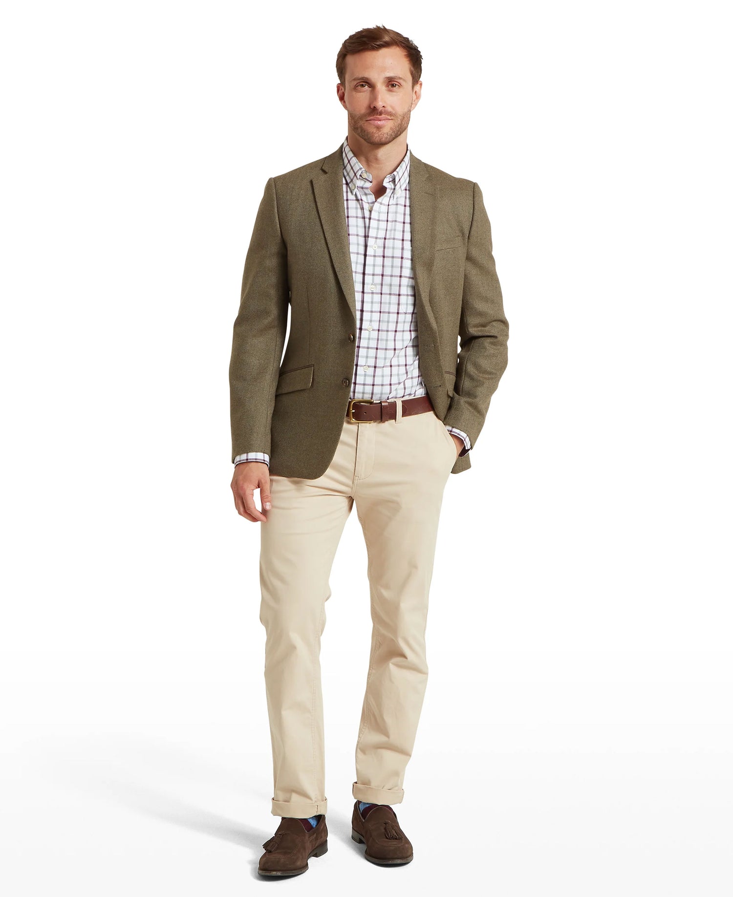 St Andrews Tweed Sports Jacket - Loden Green Herringbone Tweed