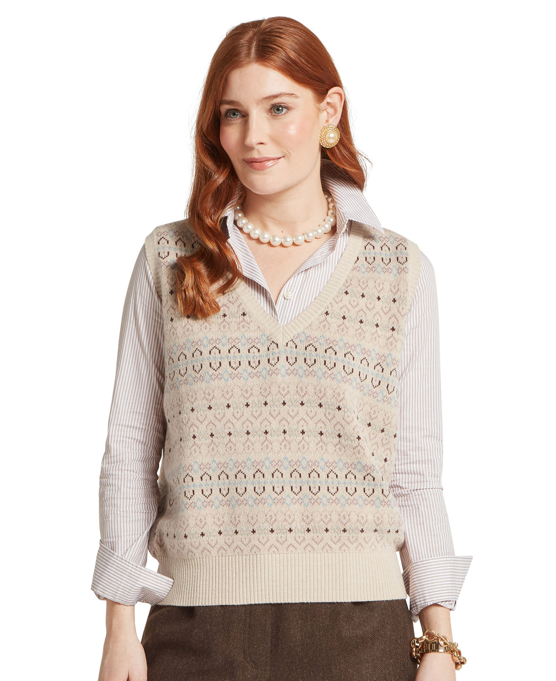 Tresness Fairisle Vest - Port/Lake Blue