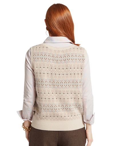 Tresness Fairisle Vest - Port/Lake Blue