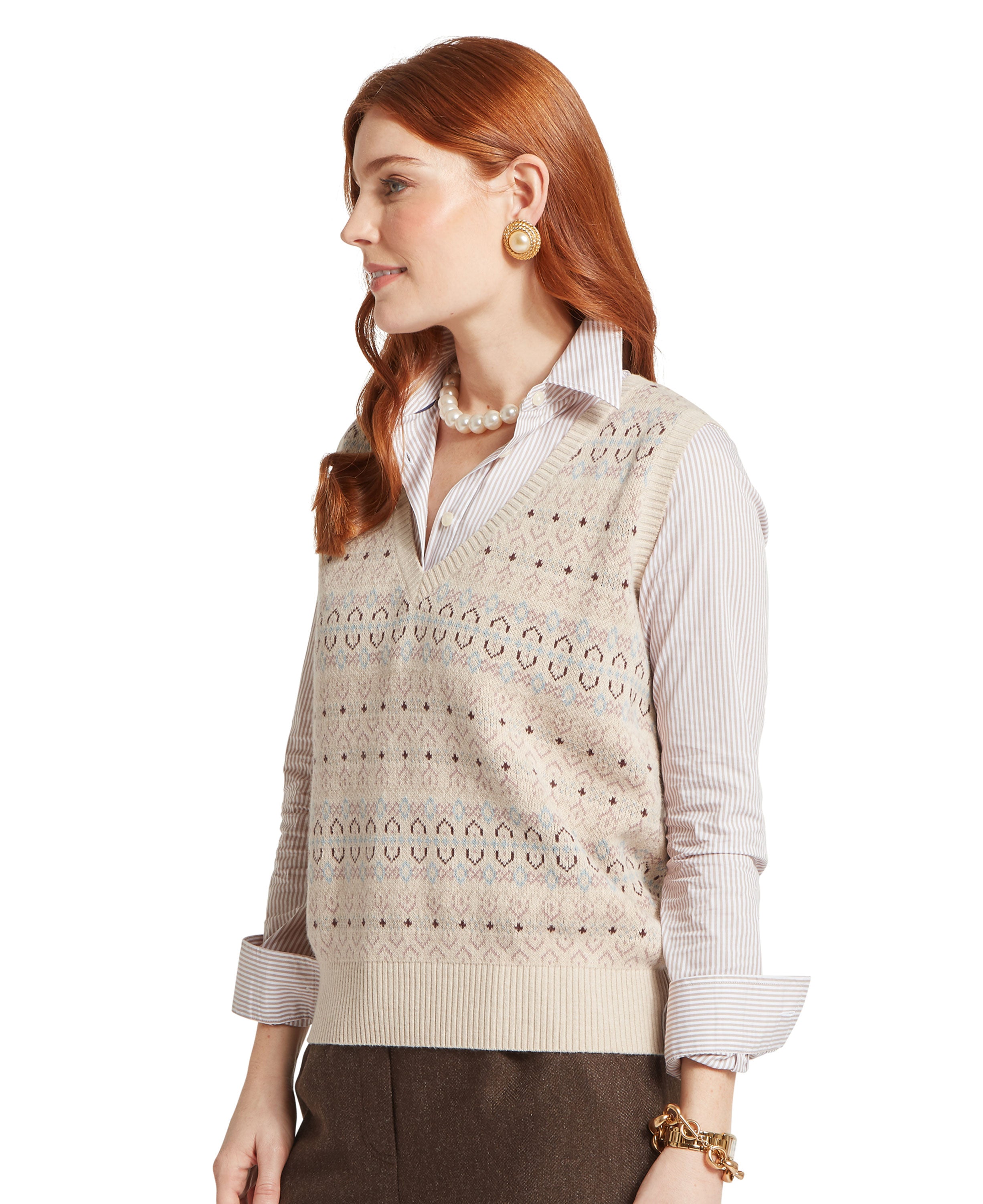 Tresness Fairisle Vest - Port/Lake Blue