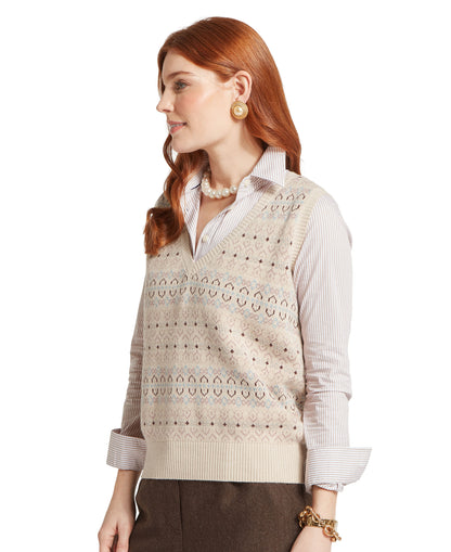 Tresness Fairisle Vest - Port/Lake Blue