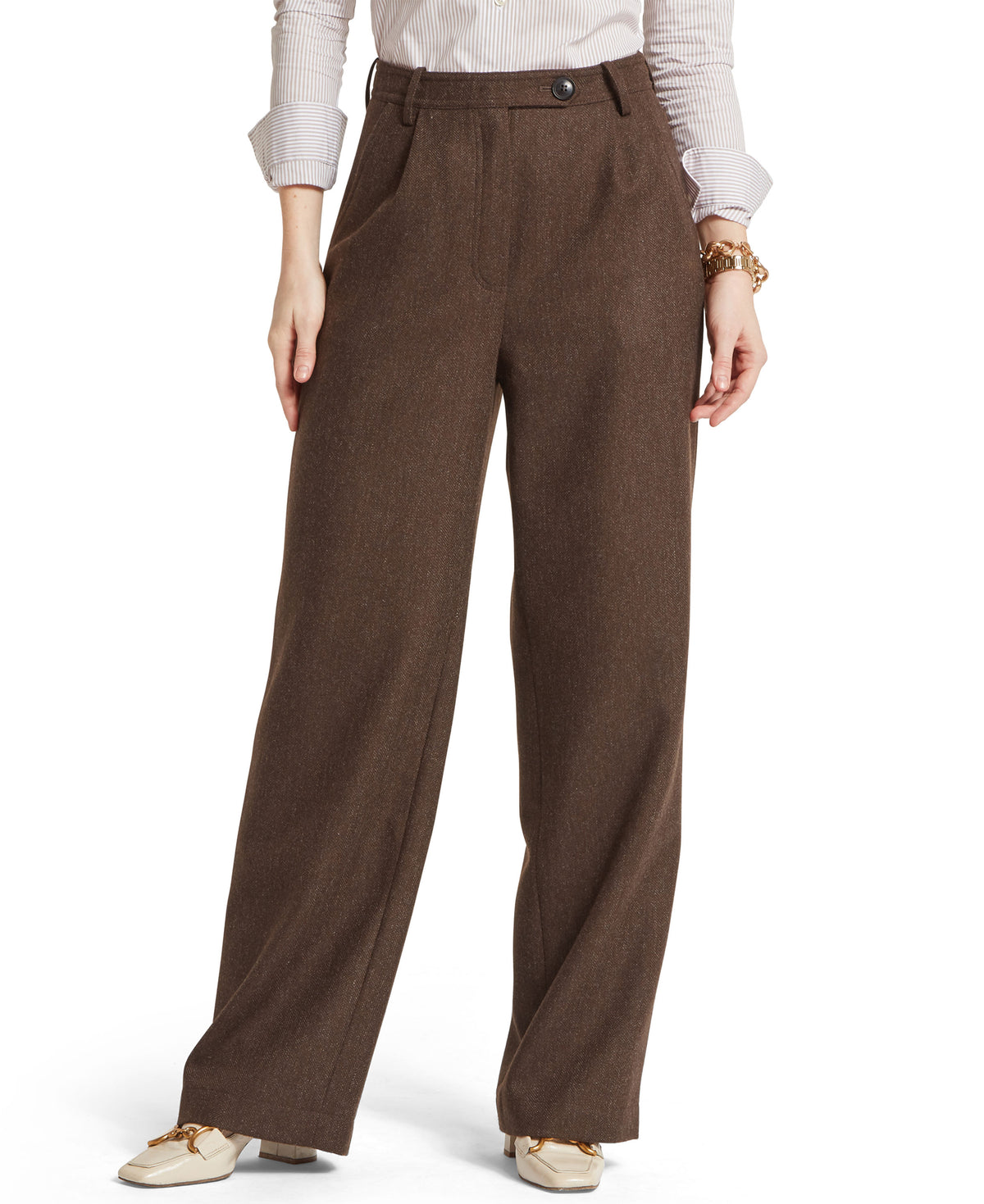 Arabella Tweed Trouser - Chocolate Herringbone Tweed