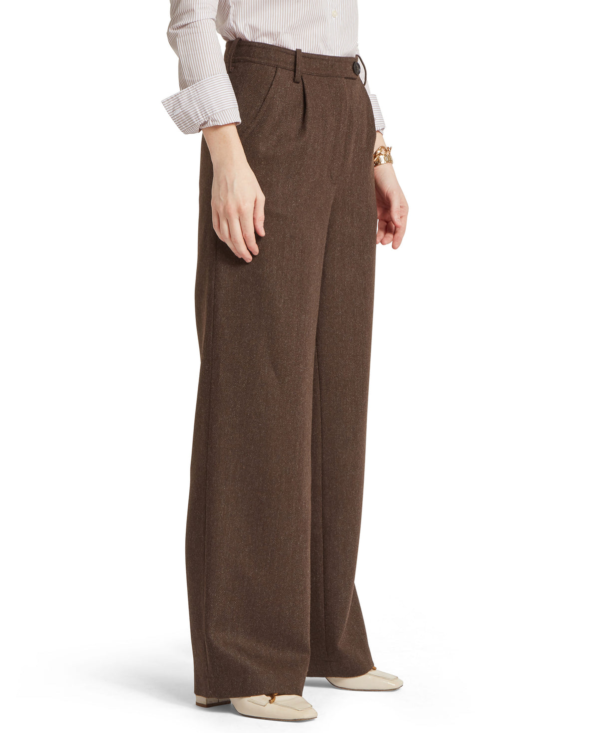 Arabella Tweed Trouser - Chocolate Herringbone Tweed