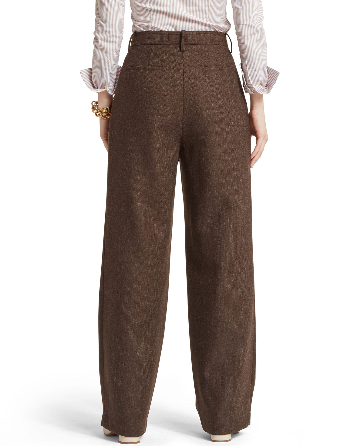 Arabella Tweed Trouser - Chocolate Herringbone Tweed