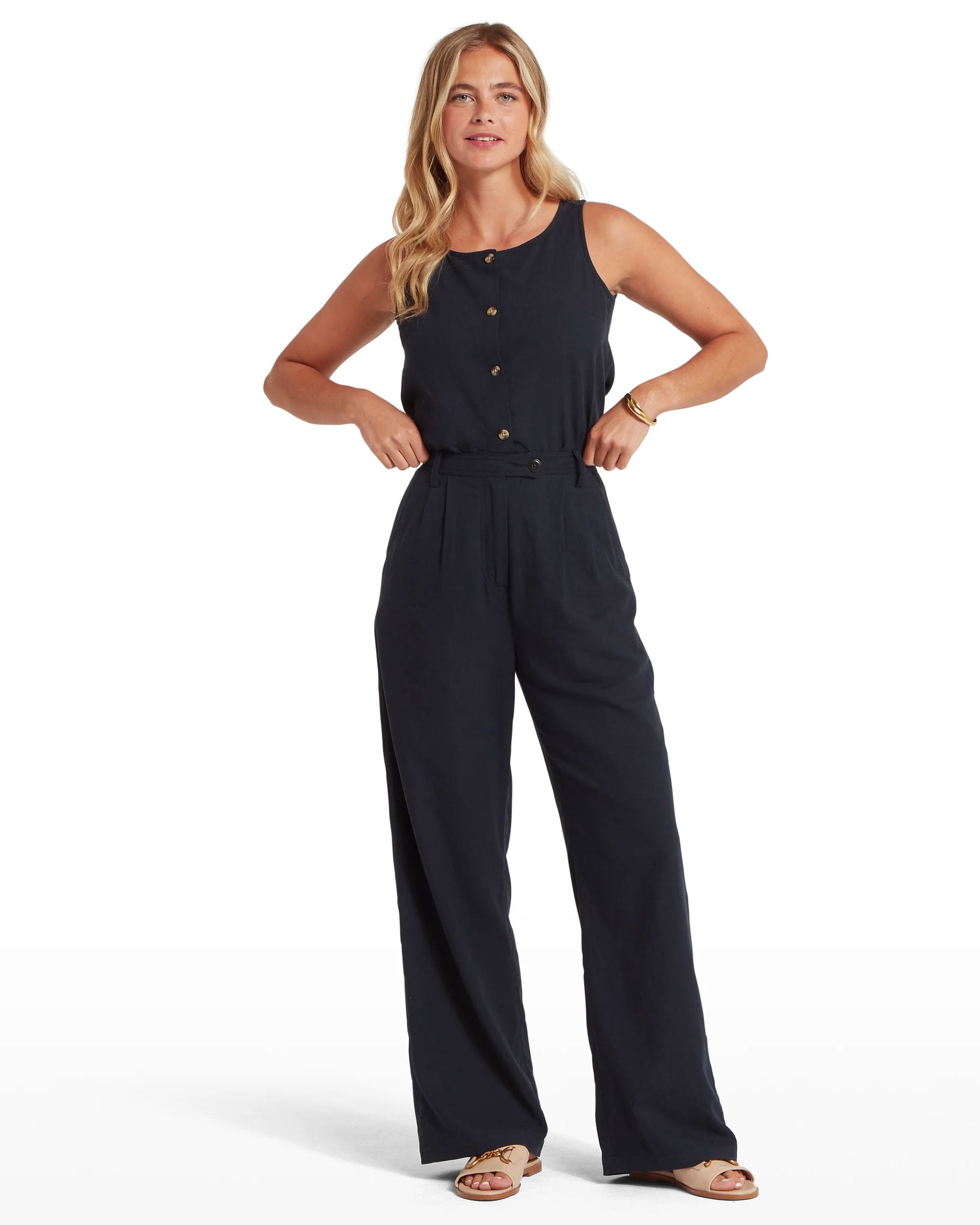 Dahlia Linen Trousers - Navy