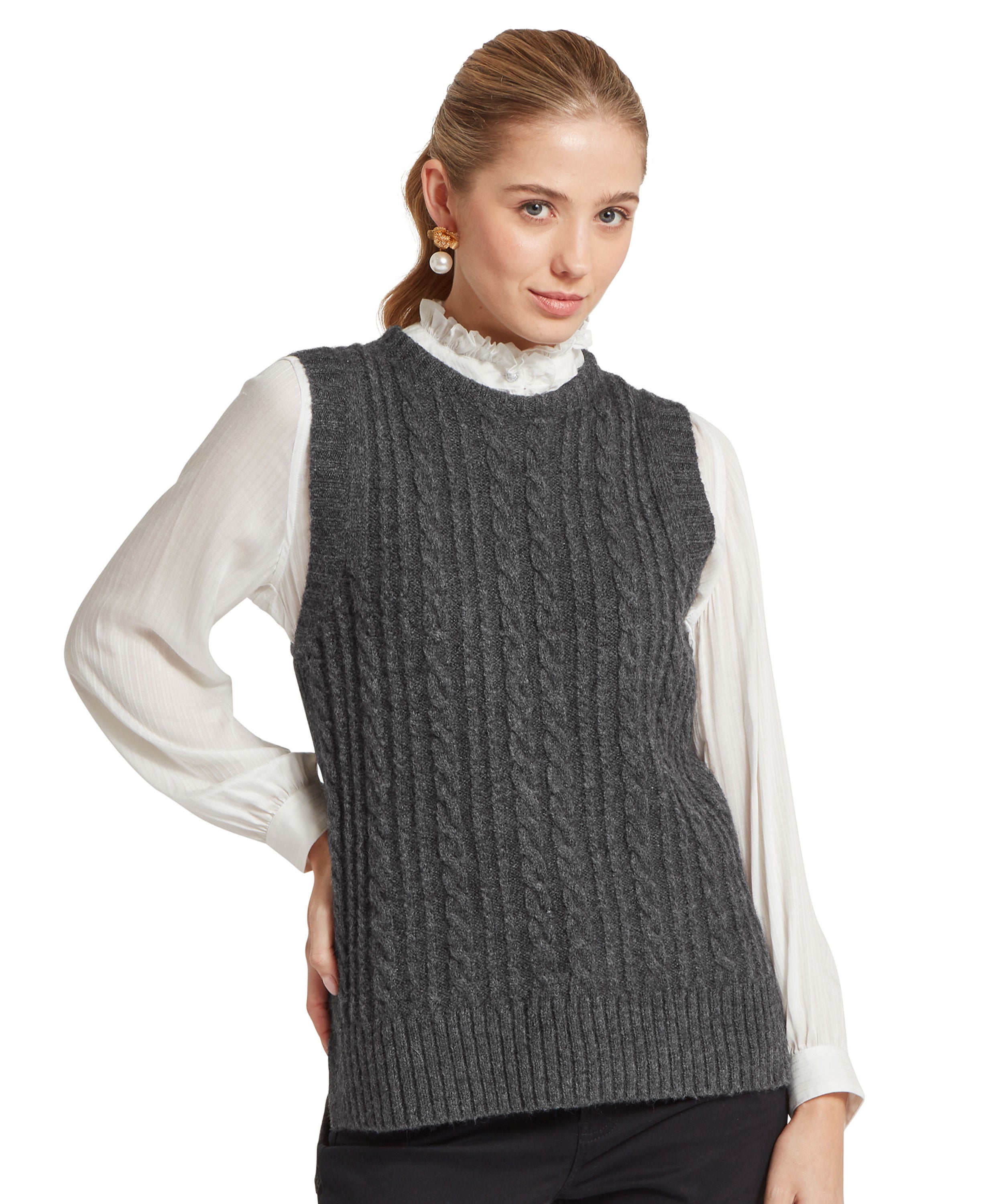 Evie Sleeveless Jumper - Charcoal
