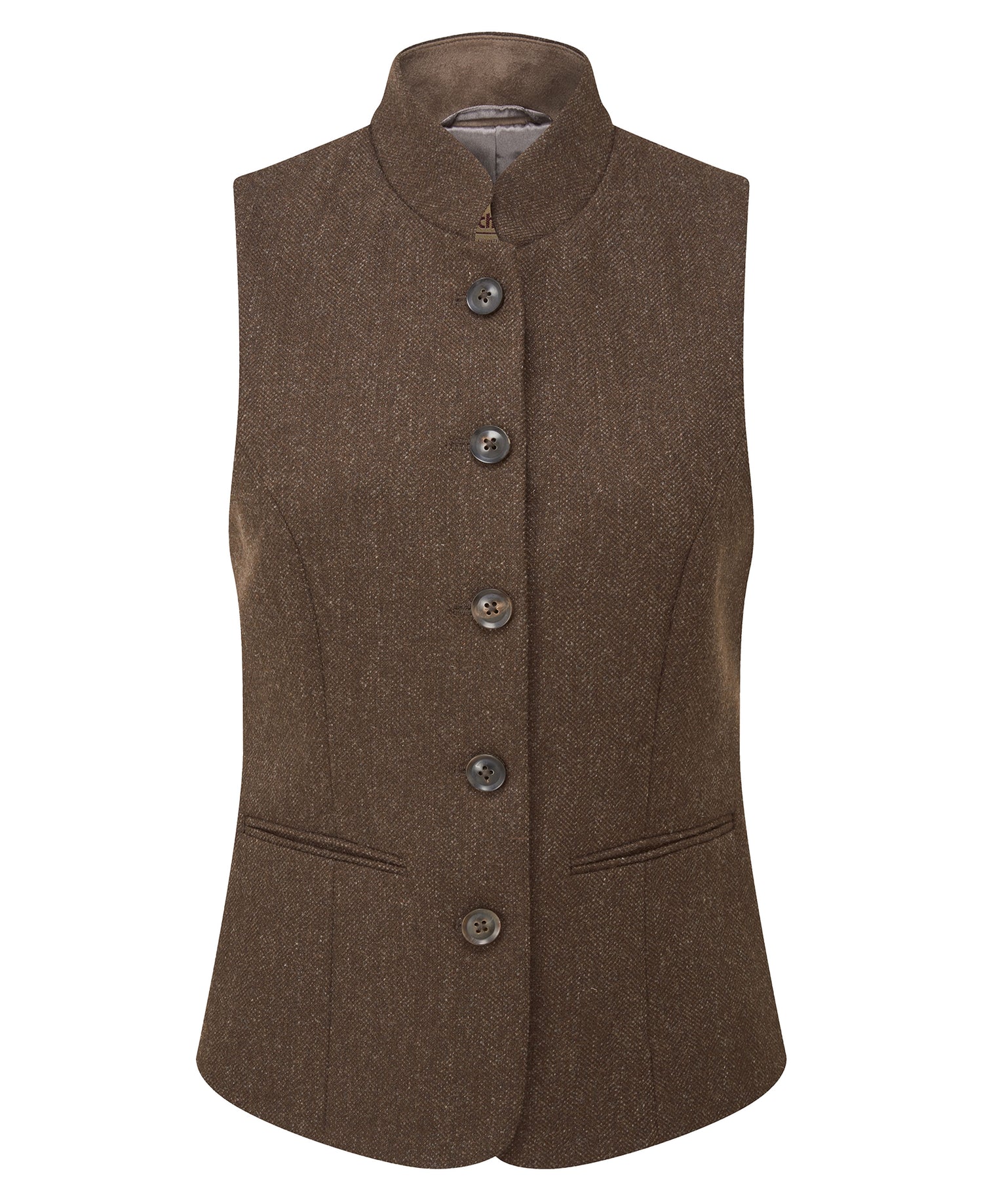 Millport Tweed Nehru Waistcoat - Chocolate Herr Tweed