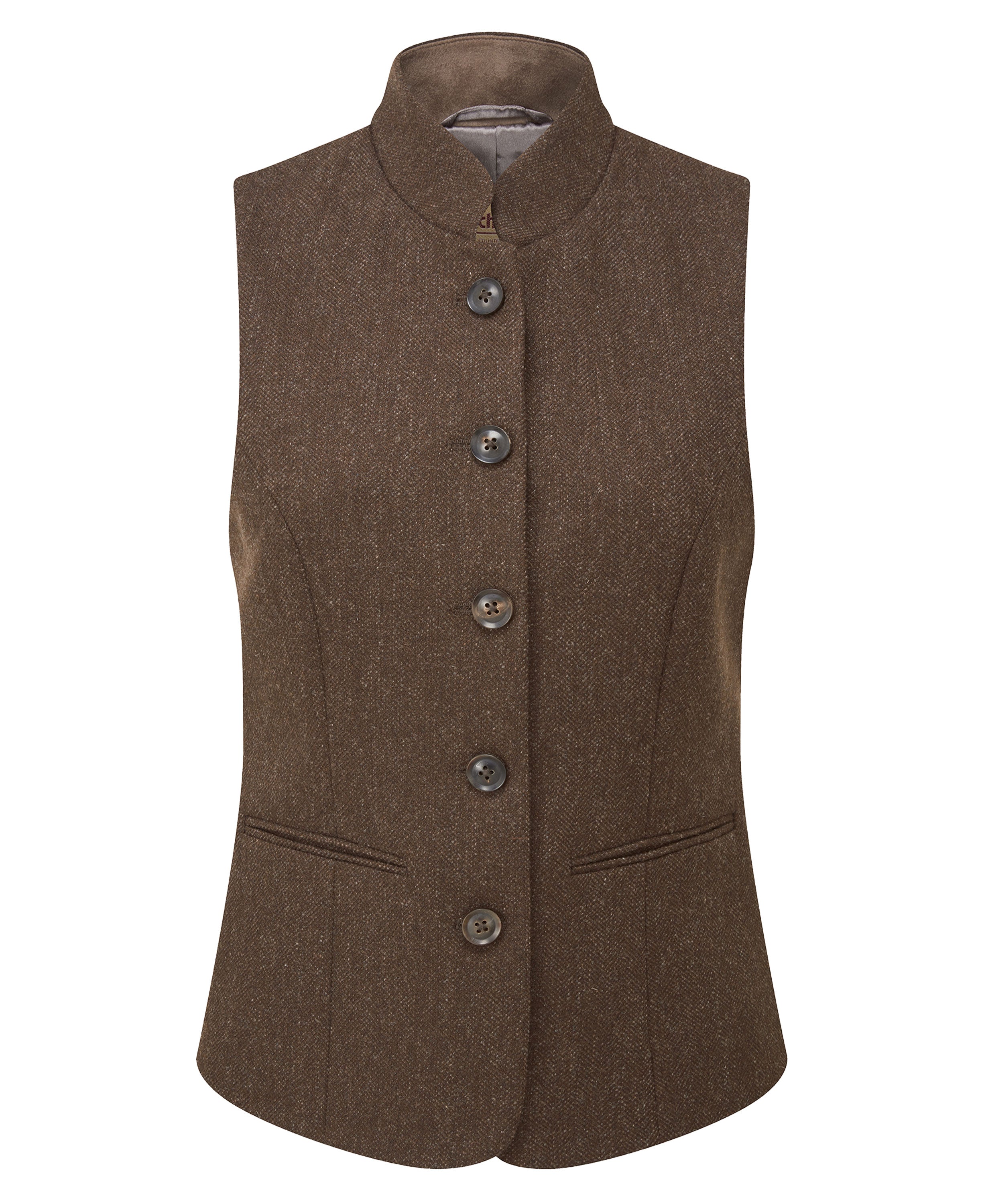 Millport Tweed Nehru Waistcoat - Chocolate Herr Tweed