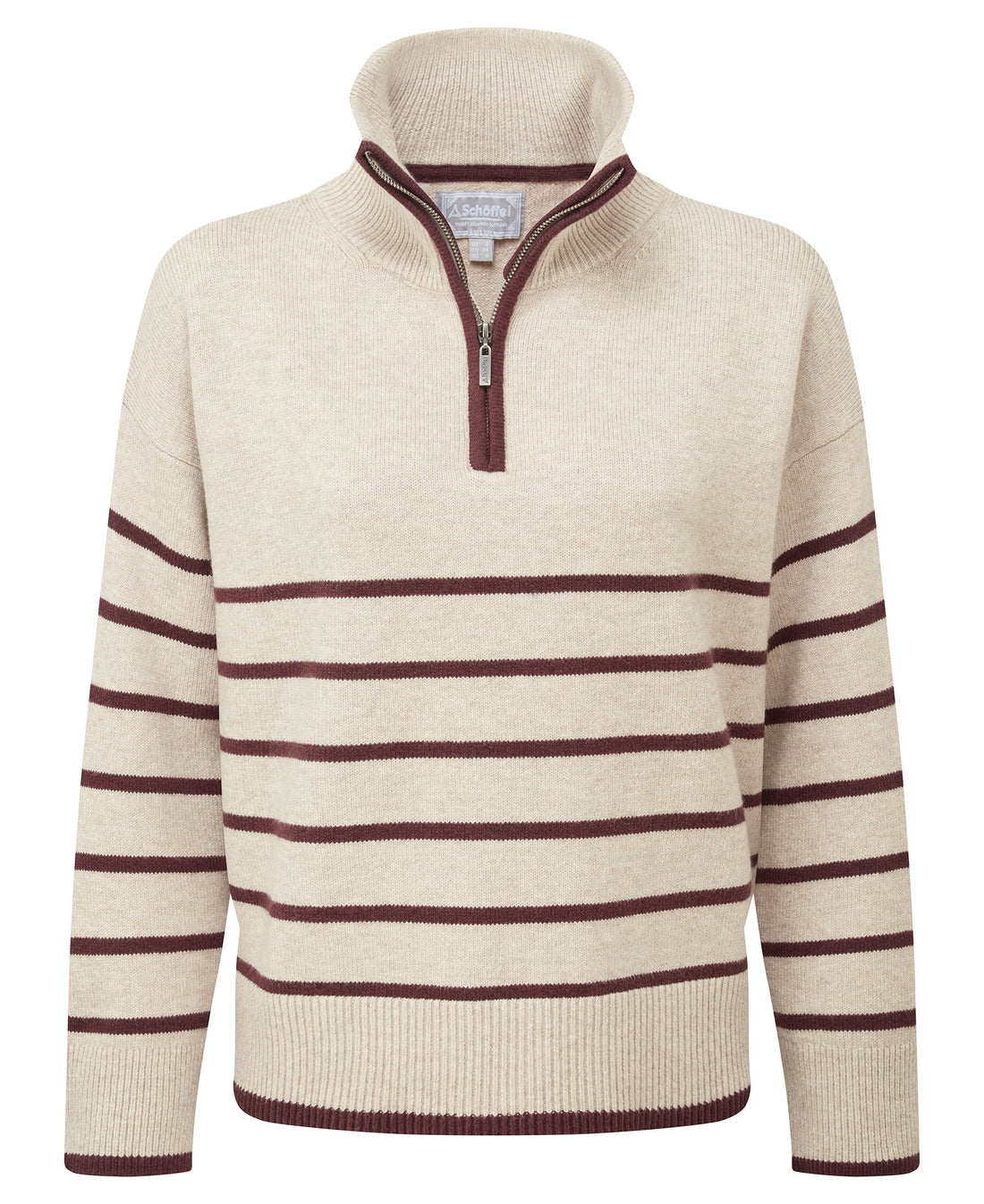 Sandsend 1/4 Jumper - Oatmeal/Port