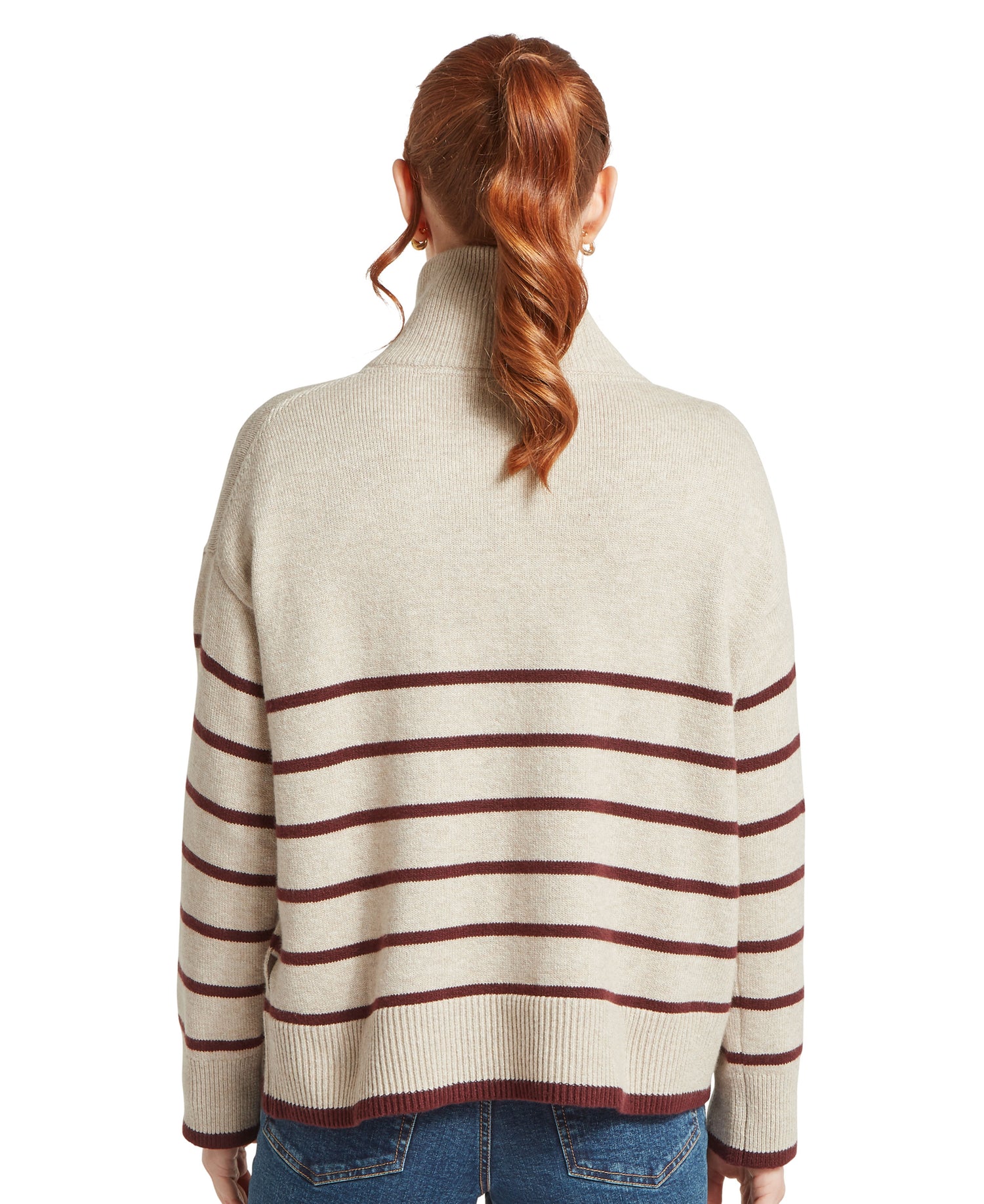 Sandsend 1/4 Jumper - Oatmeal/Port