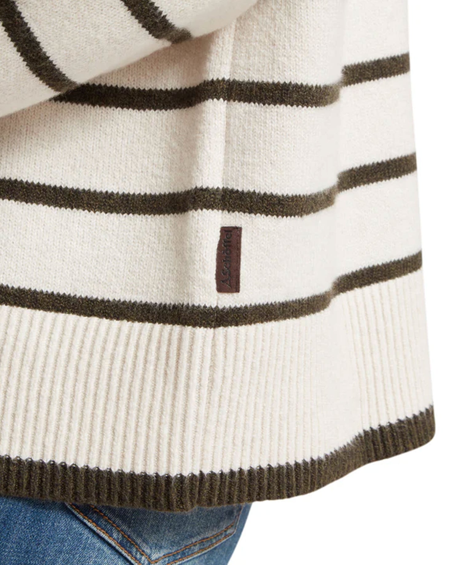 Sandsend 1/4 Zip Jumper - Soft White/Loden