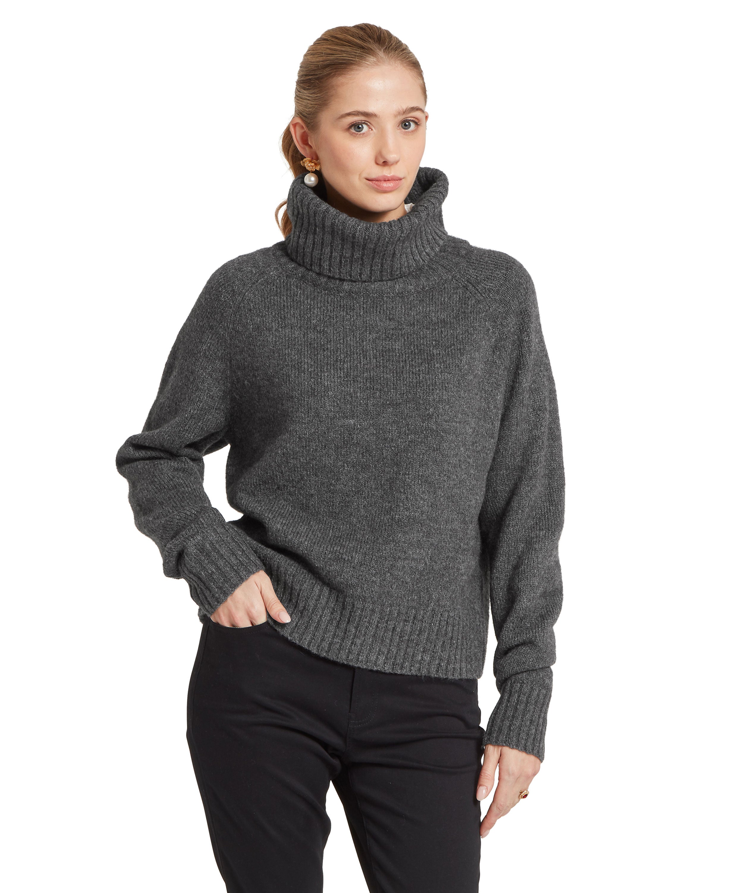 Sutton Roll Neck Jumper - Charcoal