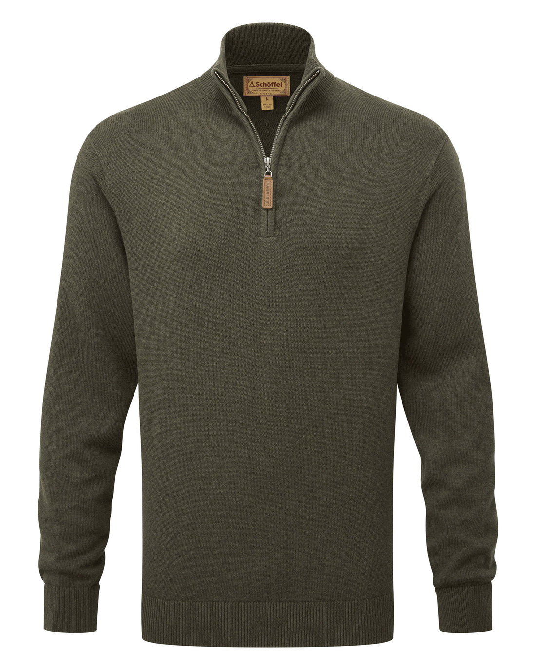 Calton Cotton Cashmere 1/4 Zip Jumper - Loden Green