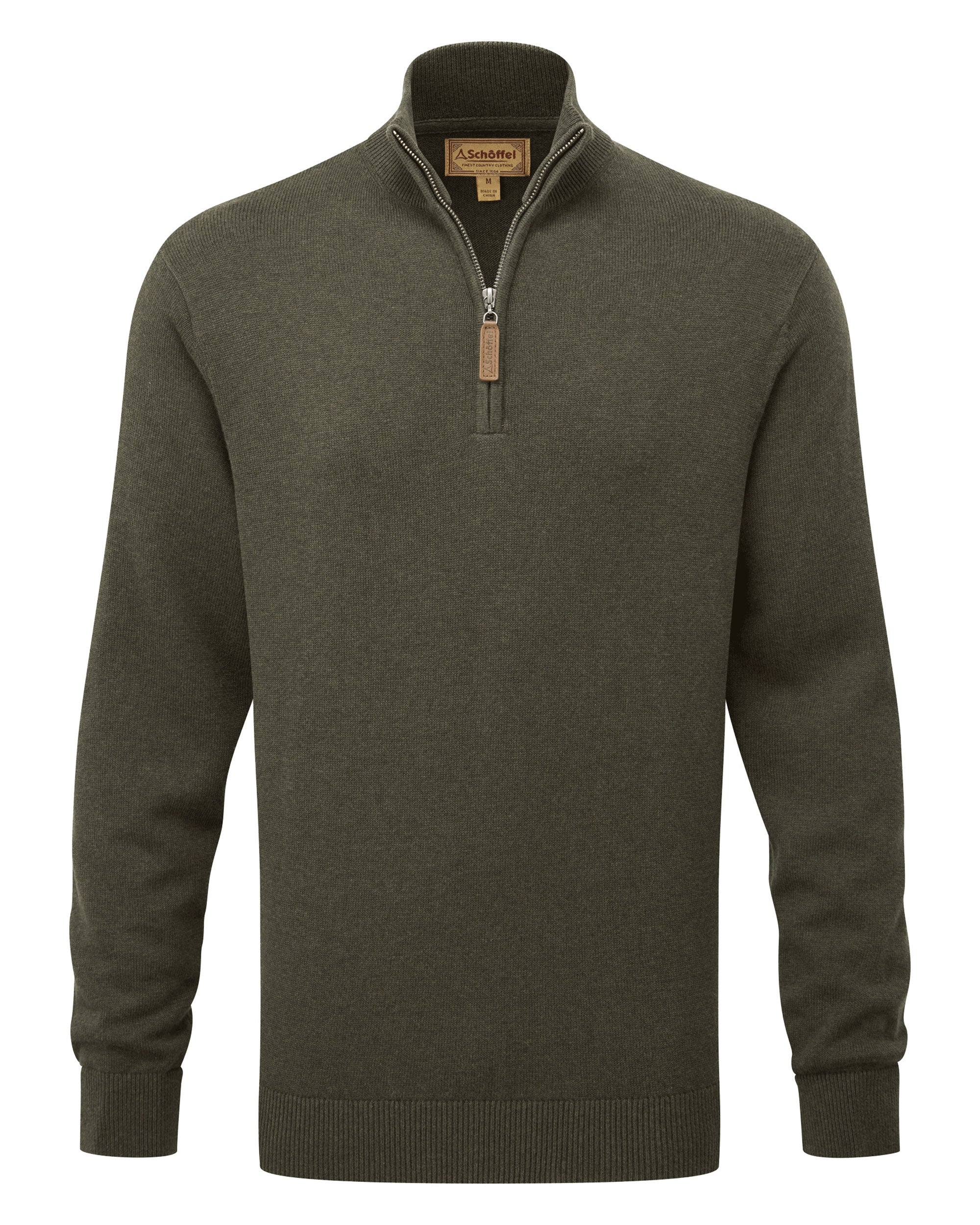 Calton Cotton Cashmere 1/4 Zip Jumper - Loden Green