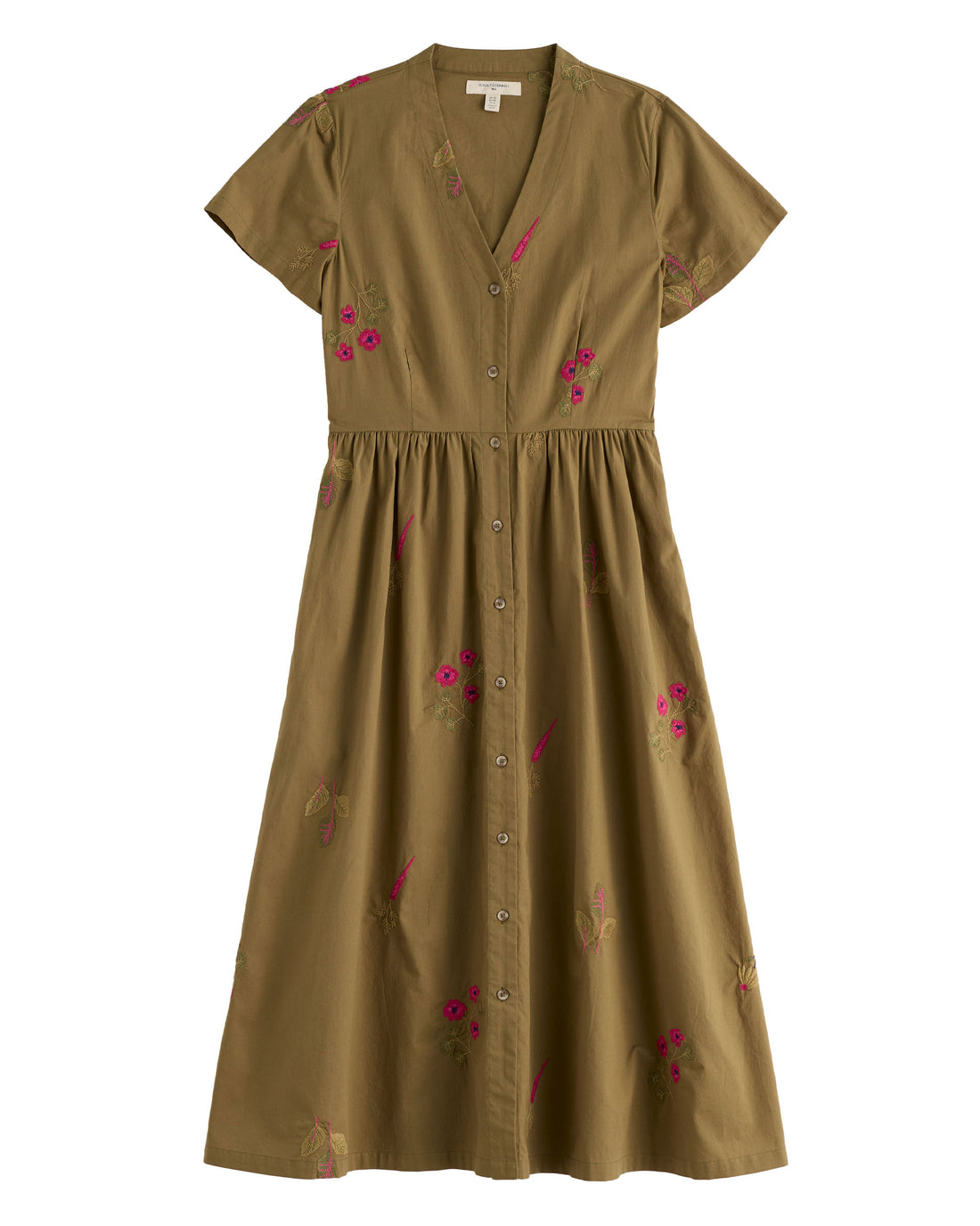 Fowen Shirt Dress - Flora Embroidery Fern Moss